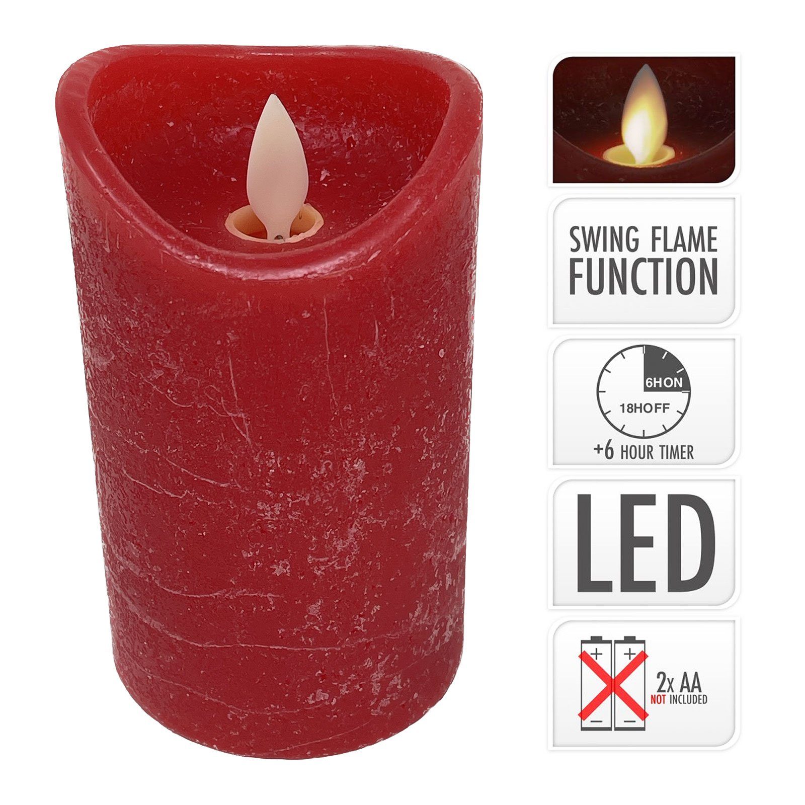 ToCi LED-Kerze 4x LED Echtwachs Kerzen Timer beweglicher Flamme, Rot, Ø7,5x günstig online kaufen