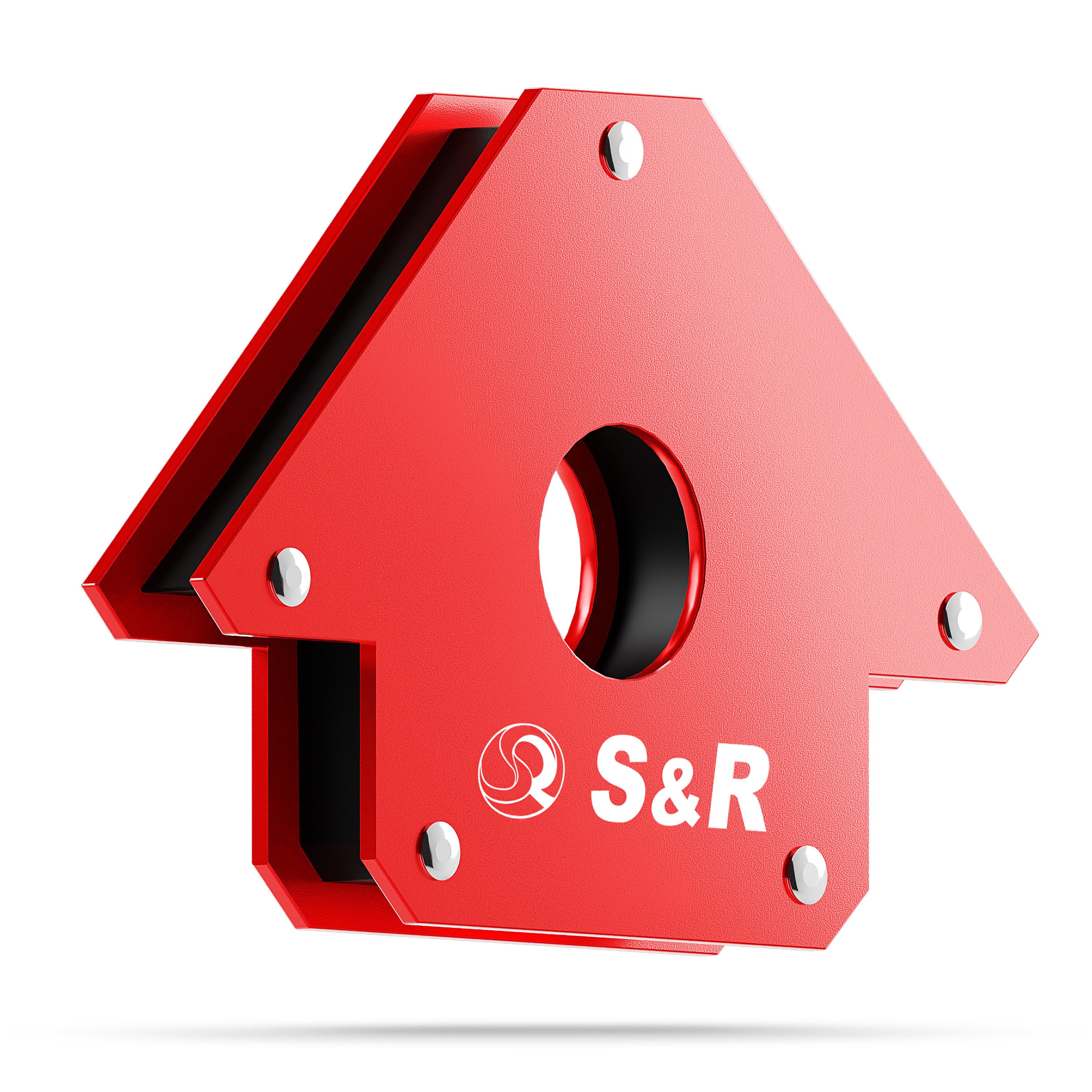 S&R Magnet-Schweißwinkel in Pfeilform, Winkelmagnet 100 mm, Montagewinkel 45°, 90° u. 135°, (1-St), Schweißhelfer mit hoher Haltekraft bis zu 23 kg