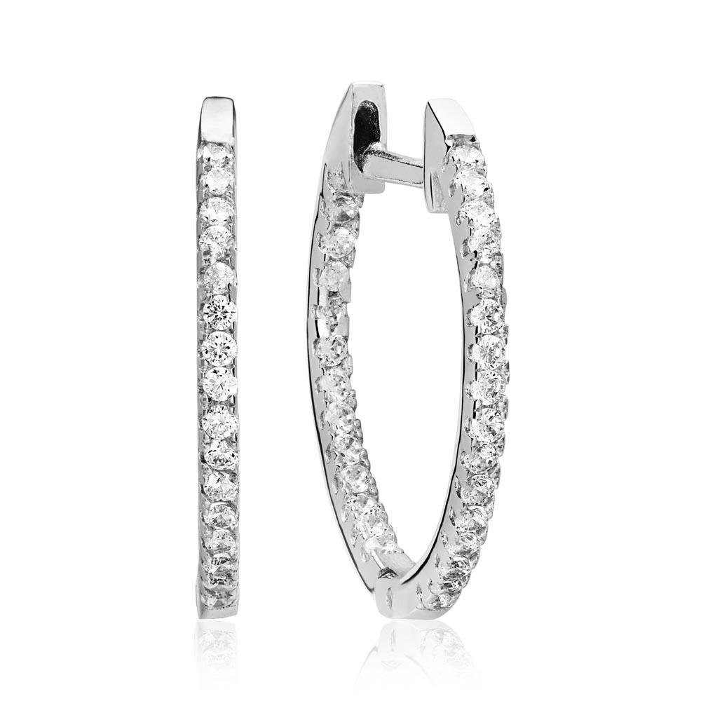 Unique Paar Creolen Unique 925er Silbercreolen mit Steinbesatz rhodiniert SE0602