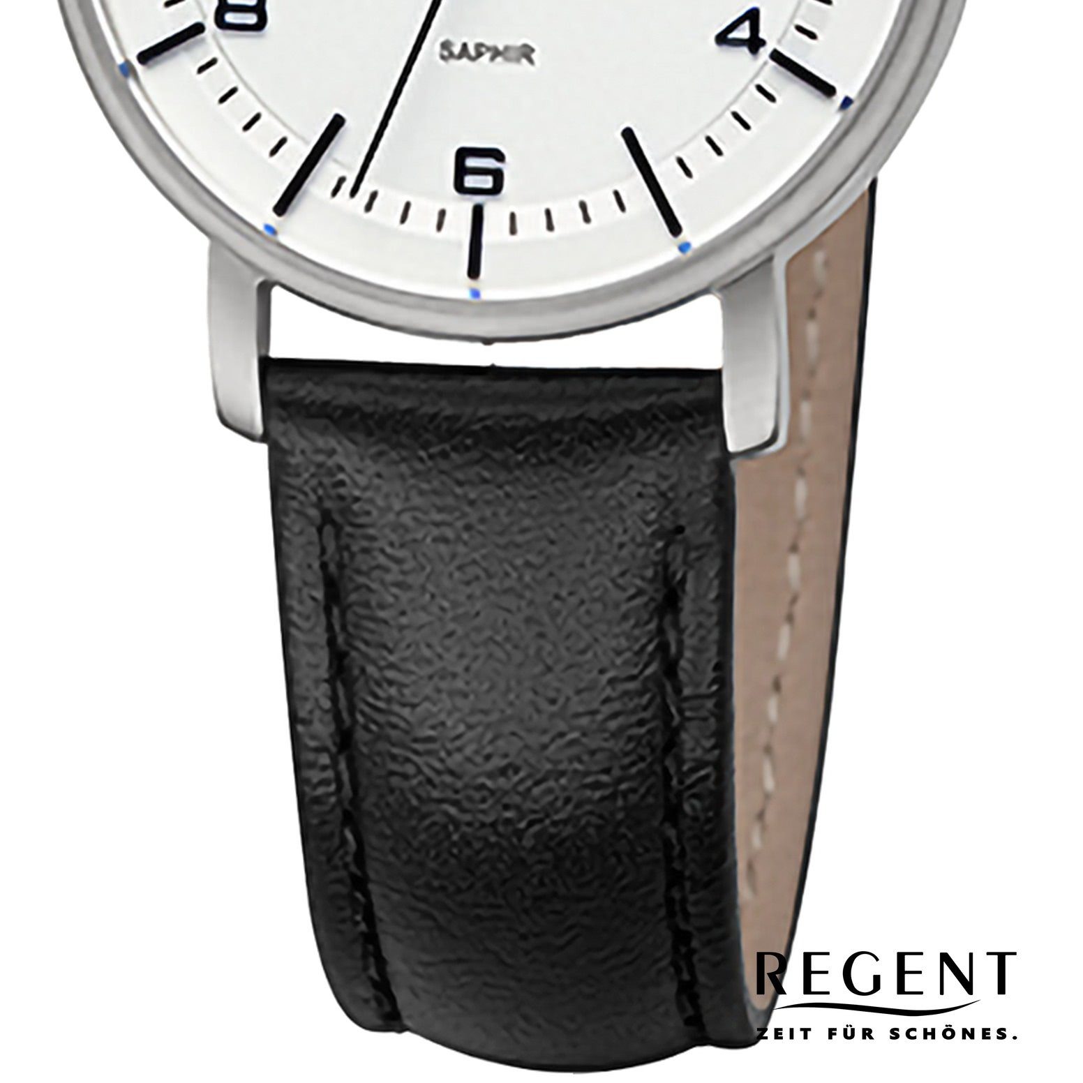 32mm), Regent Armbanduhr Quarzuhr rund, groß Analog, Damen (ca. Armbanduhr Damen extra Regent Lederarmband