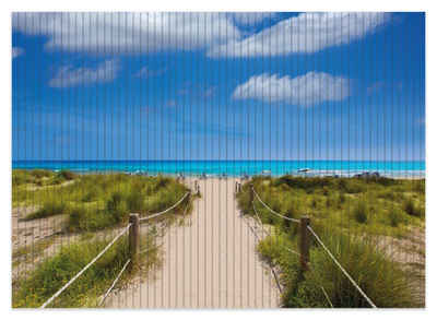 Schaum-Badematte Sandweg zum blauen Meer mit blauem Himmel Wallario, Höhe 5.5 mm, rutschhemmend, geeignet für Fußbodenheizungen, Polymer-Schaum, rechteckig