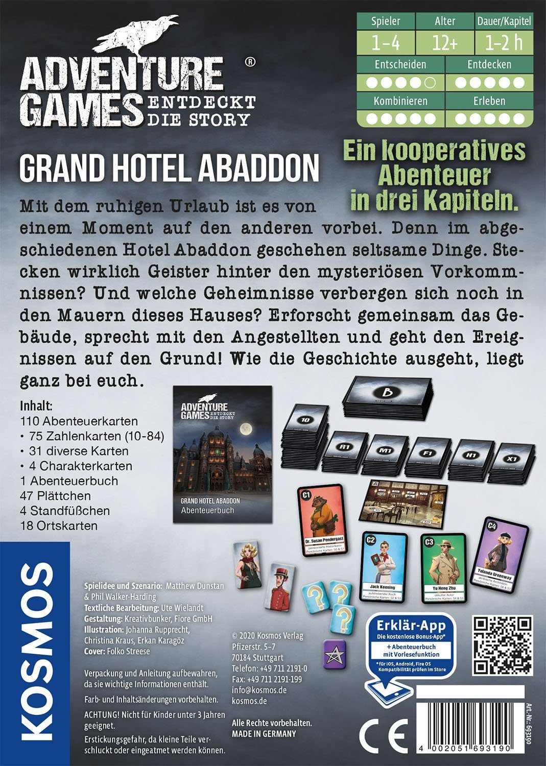 KOSMOS Verlag Grand Abaddon, Kosmos Germany Spiel, Games Made Adventure Mystery-Spiel - Hotel in