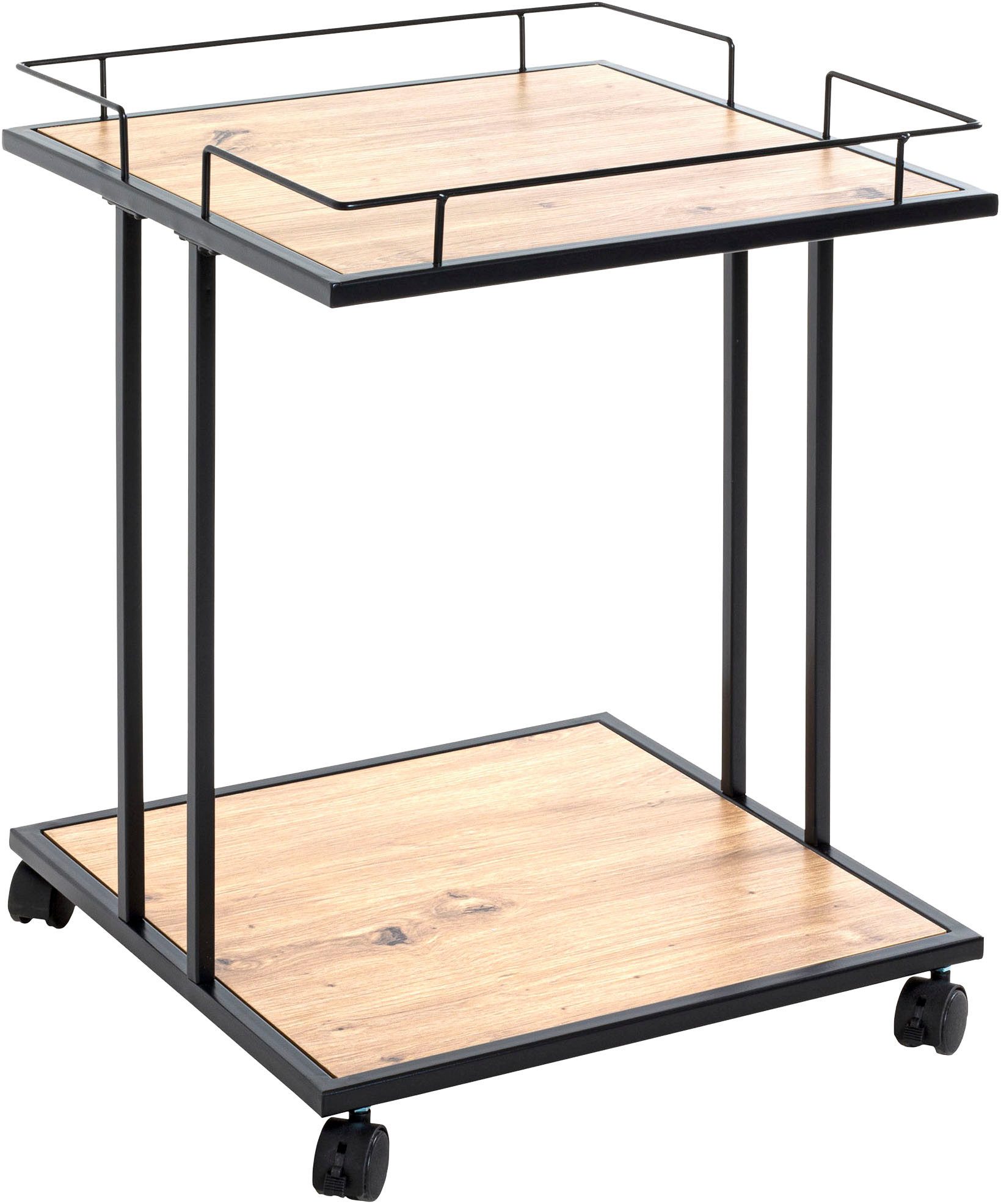 HAKU Beistelltisch Rollwagen, Trolley (1-St), quadratisch - aus MDF Braun B/T/H 45/45/60 cm