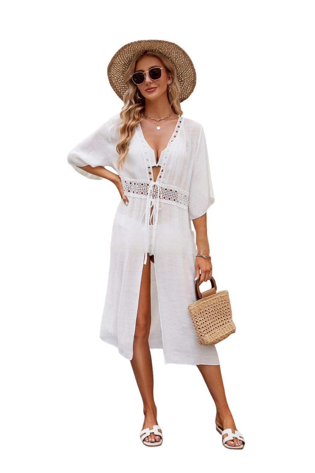 RWEUOQ Strandkleid Strandkleid Damen Tunika mit günstig online kaufen