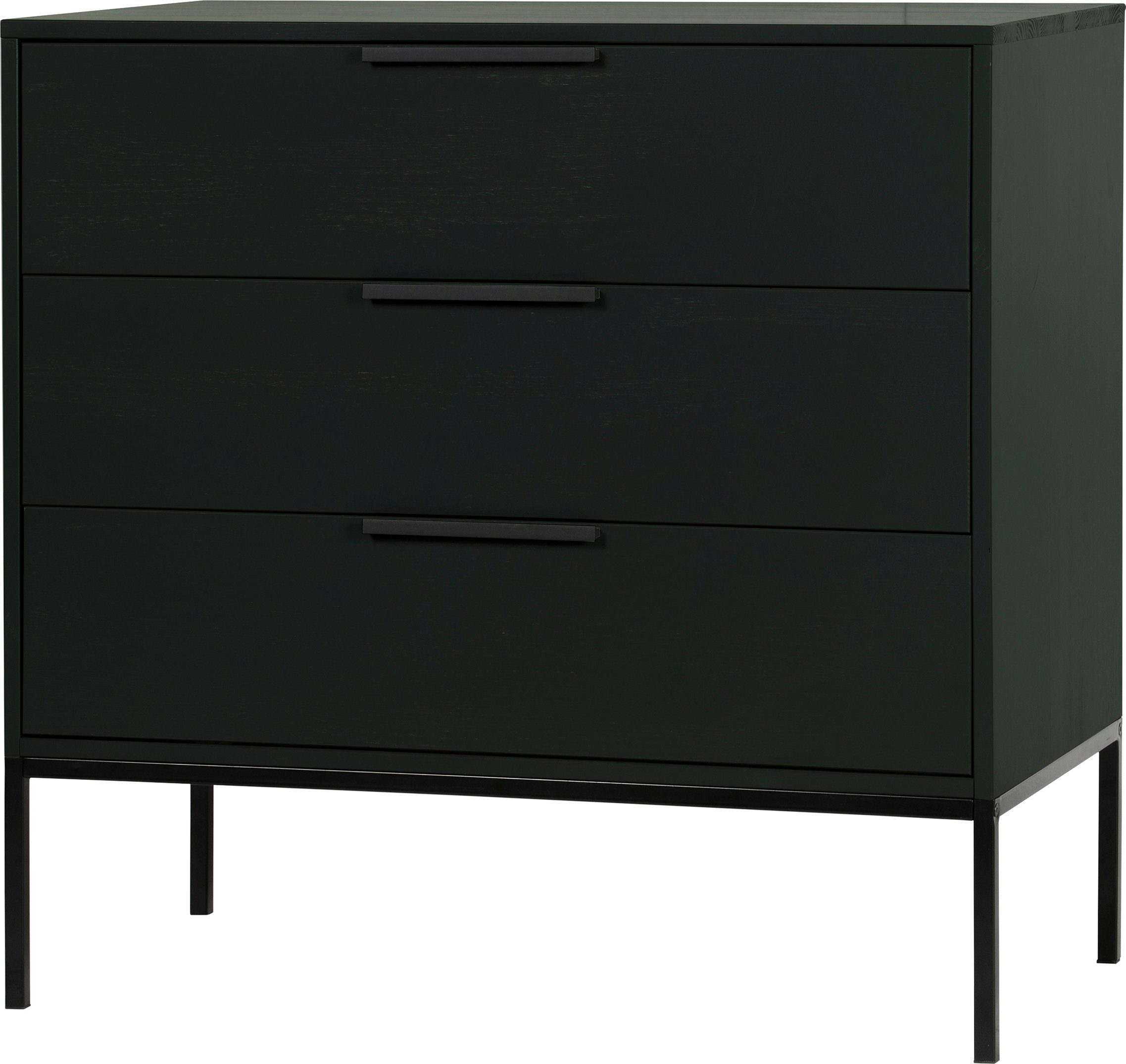 WOOOD Kommode Adam FSC®-Kiefernholz gebürstet mit Metallgriffen, H93 x B94 x T52 cm, Tragkraft 15 kg pro Auszug, Metallgestell, einfach zu montierbar
