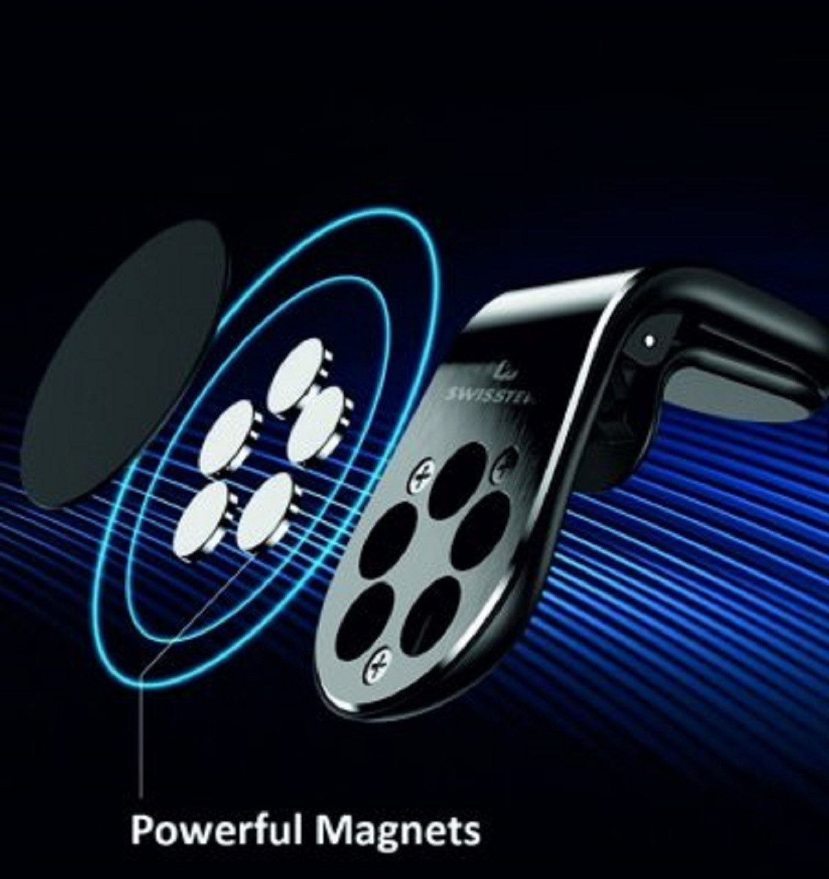 SWISSTEN Handy-Halterung Easy Mount Auto Lüftungshalter Elegantes Design mit 5 starken Magneten