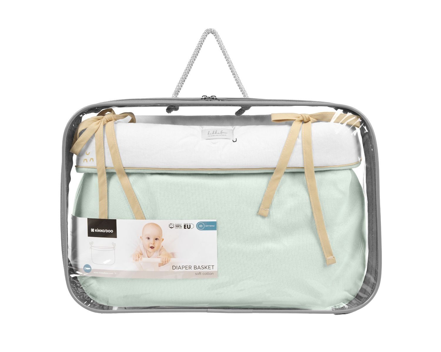 Kikkaboo Wickeltasche 311080600 (1-tlg), Baumwolle, Stickereien, Bindebänder, 33 x 23 x 8 cm, Aufbewahrungskorb