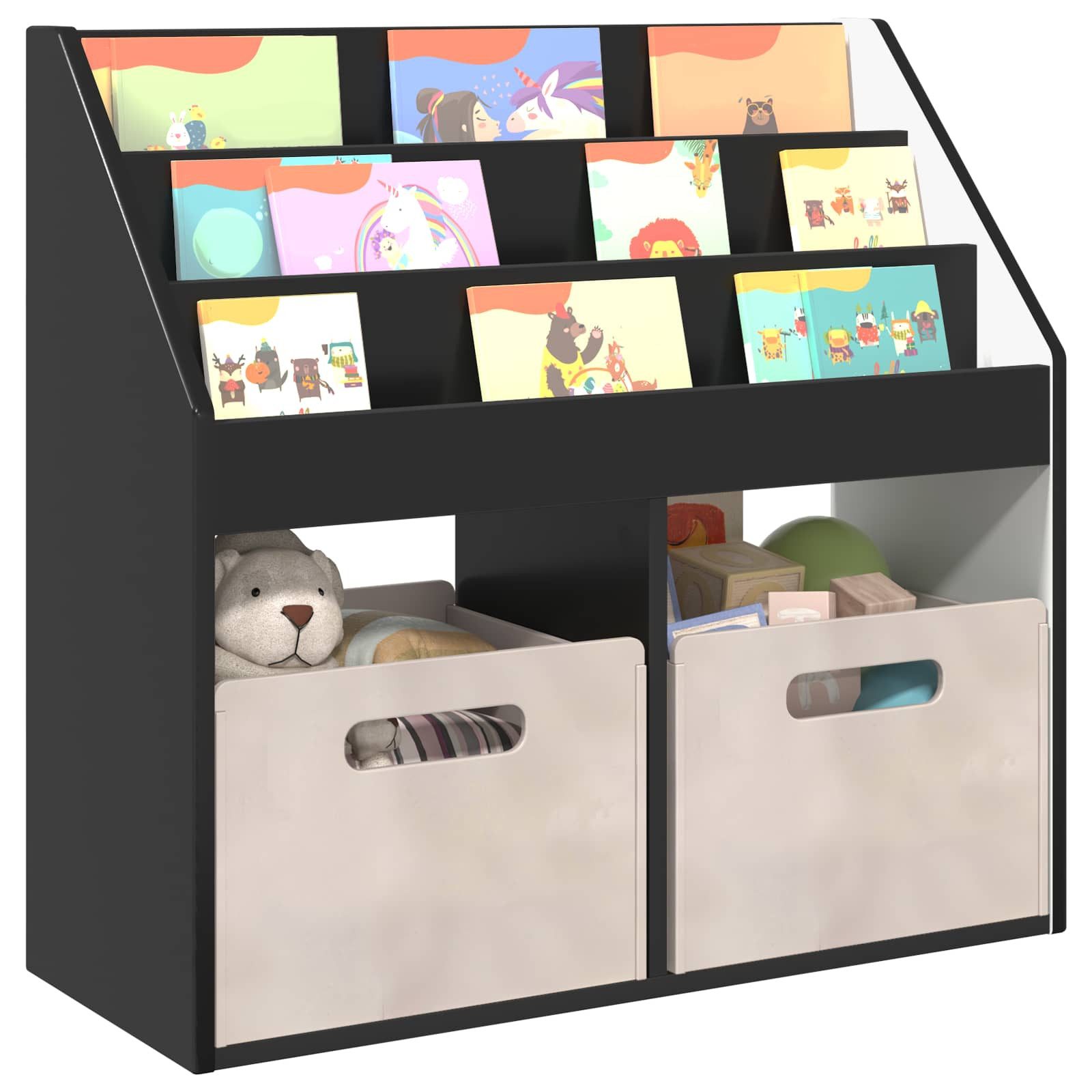 vidaXL Zeitungsständer Kinderregal Schwarz 72,5 x 29,5 x 69 cm Holzwerkstoff (1 St)