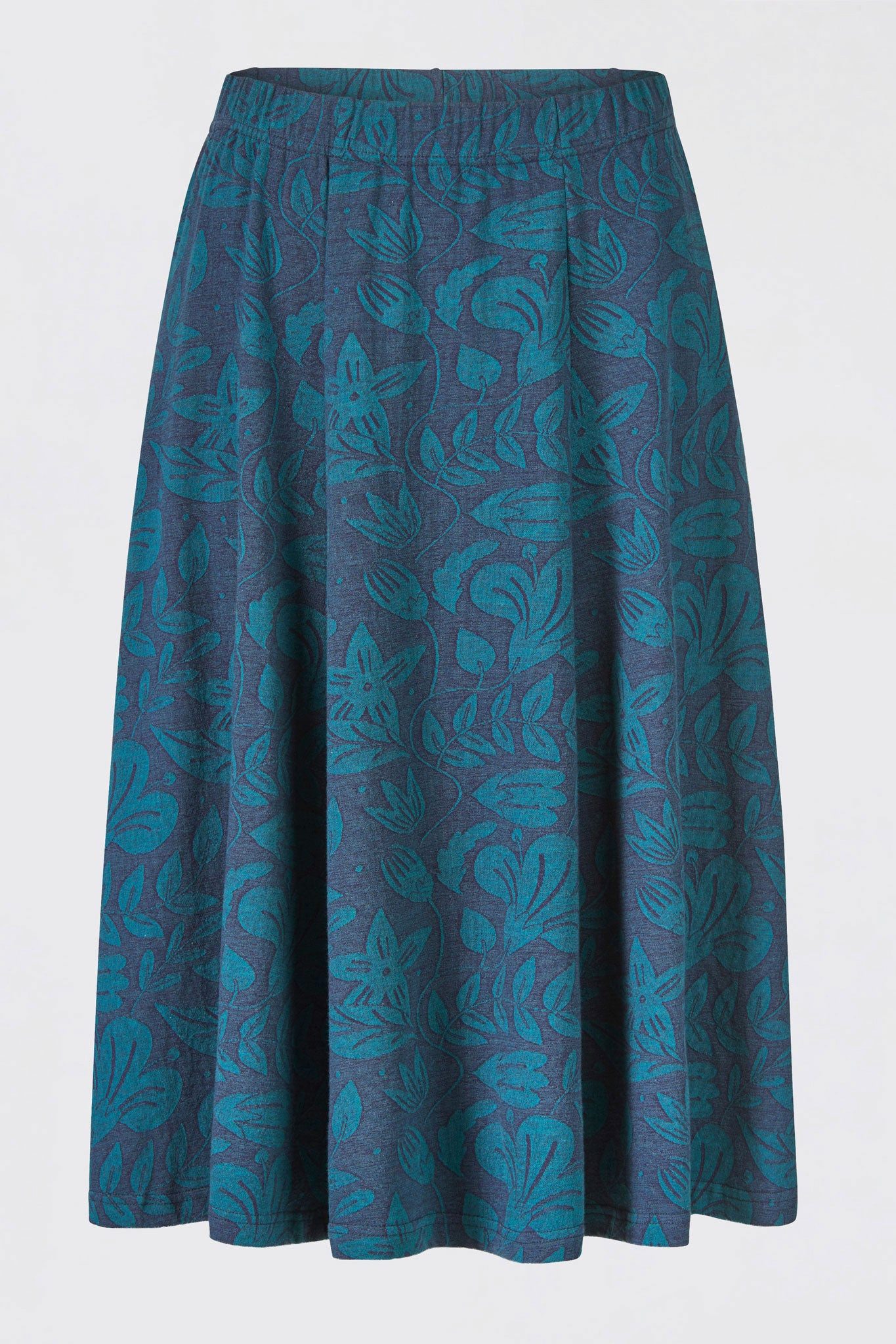 Himalaya Clothing Strickrock Damen ausgestellter casual Midirock aus GOTS Bio-Baumwolle Jacquard Schmeichelhafter Fall mit leichtem Stretch und bequemem Gummizug
