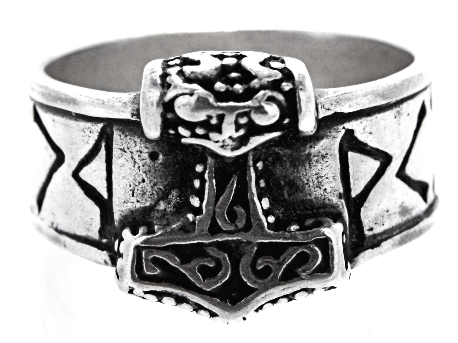 Kiss of Leather Silberring Runen Hammer Thors 52-80 Fingerring Gr. Ring Thorshammer