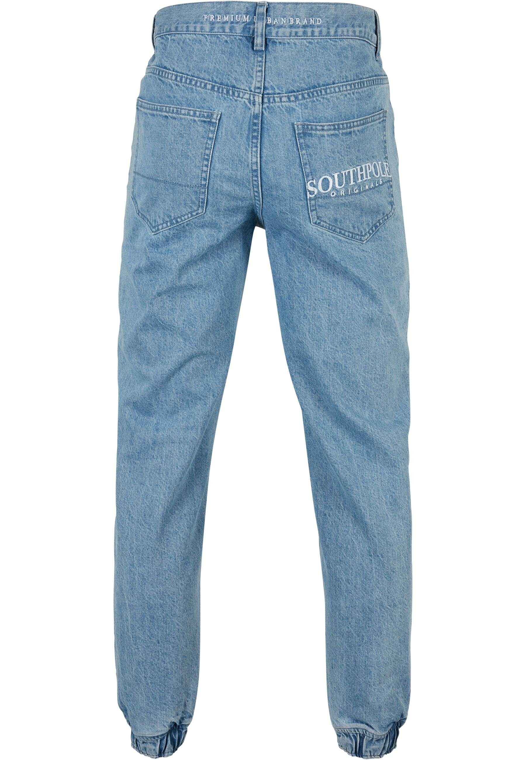 Southpole Herren washed Spray Jeans Logo midblue (1-tlg) Southpole Bequeme Denim