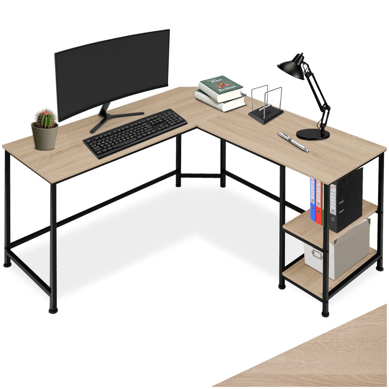 tectake Schreibtisch Computertisch Hamilton 138x138x75,5cm (1-St., 1 tlg), günstig online kaufen