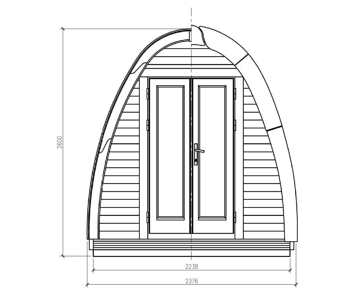 2.4x3 JVmoebel Europa Camping Holz, (1x Pinewood Ferienhaus Sauna), Campinghaus cm, Wochenendhaus Made BxT: in Gartenhaus Pod