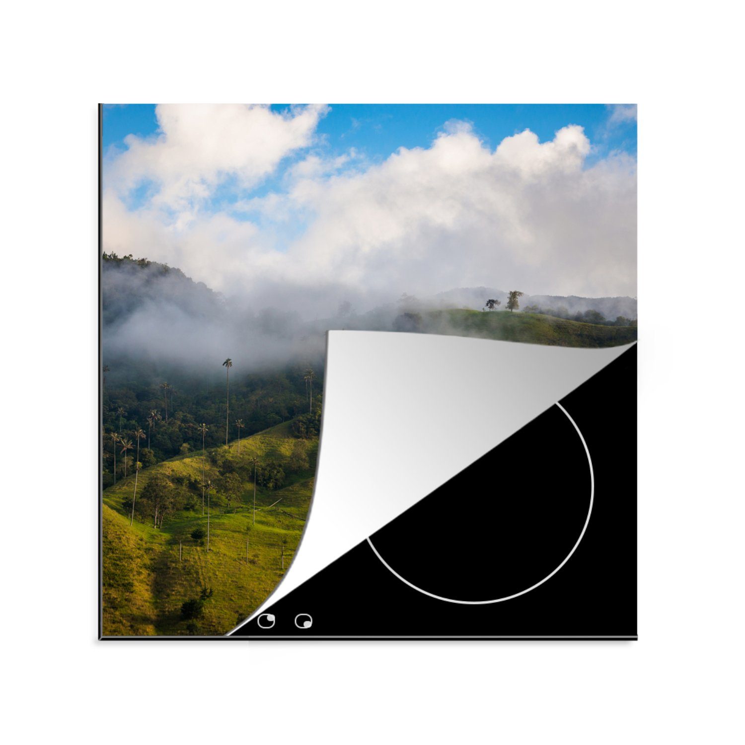 MuchoWow Herdblende-/Abdeckplatte Kolumbien - Tal - Wolke, Vinyl, (1 tlg), 78x78 cm, Ceranfeldabdeckung, Arbeitsplatte für küche