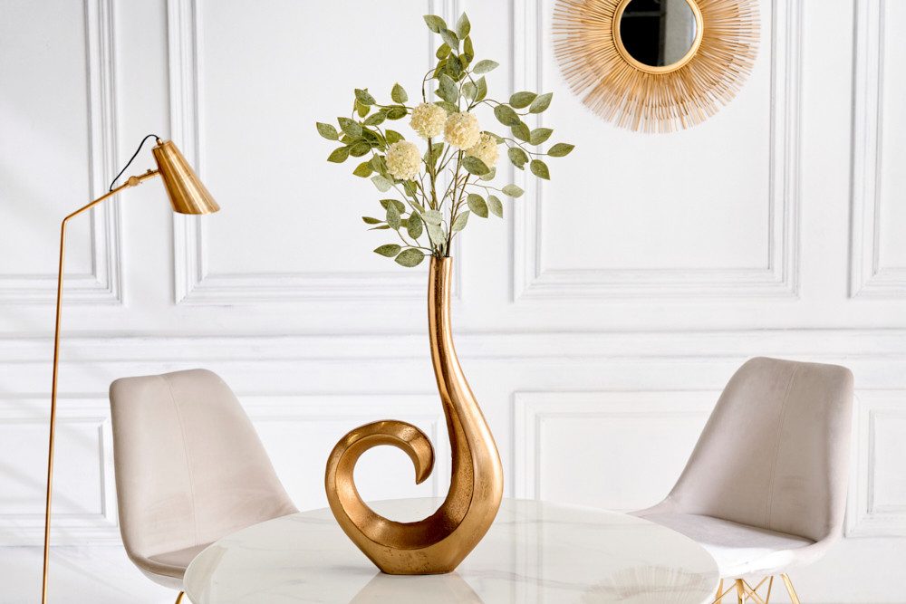 riess-ambiente Dekovase WAVE 47cm gold (Einzelartikel, 1 St), Wohnzimmer · Dekoration · groß · Tisch · Metall