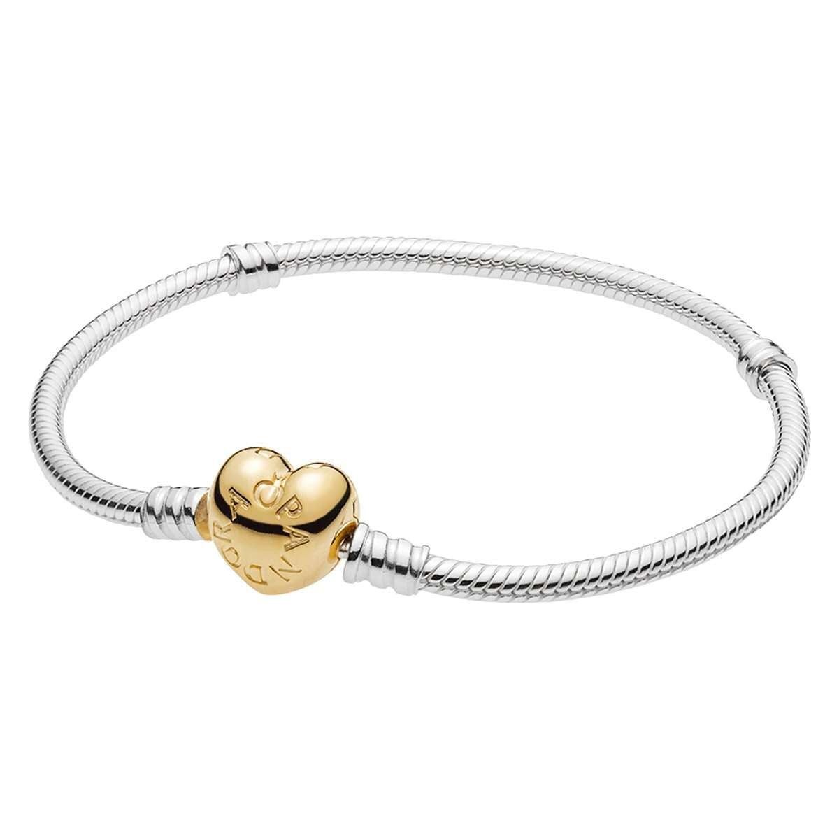Pandora Armband 568707C00, für Damen Zweifarbig mit Herz-Verschluss
