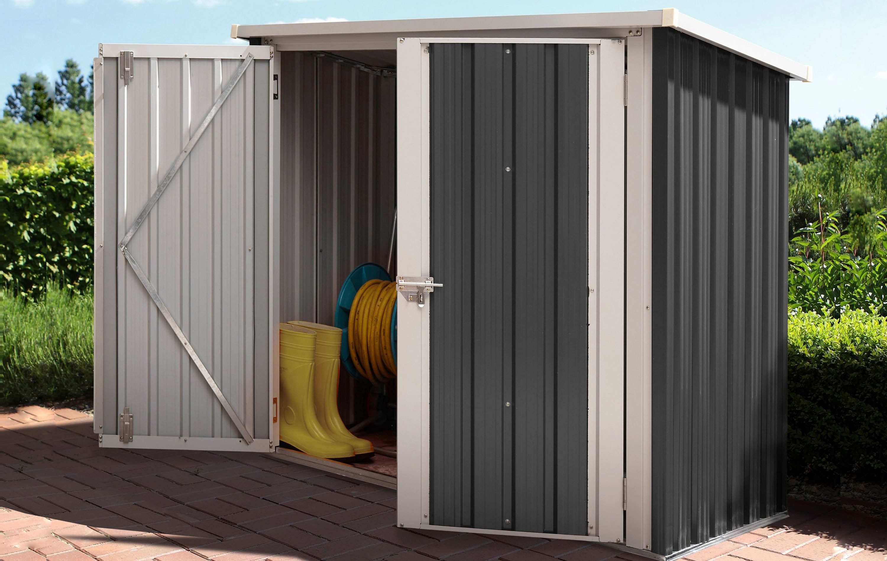 Aileenstore Gerätehaus Safe, BxT: 86x141 cm, (Inklusive Scharnier zum Verschließen der Flügeltüren)