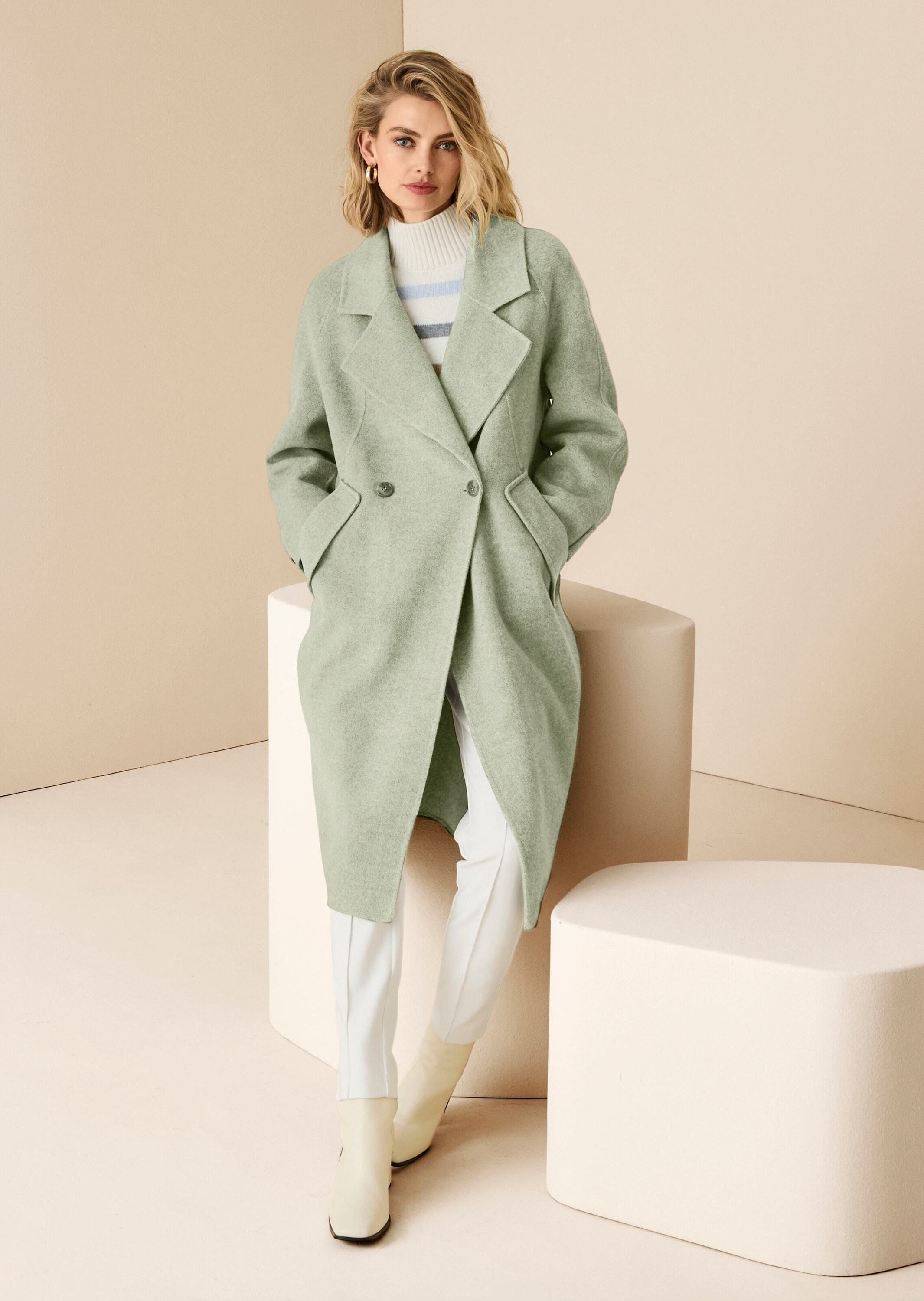 MADELEINE Kurzmantel Eleganter Mantel mit Kaschmir Doubleface-Mantel mit Reverskragen, Hornknöpfen und langen Ärmeln