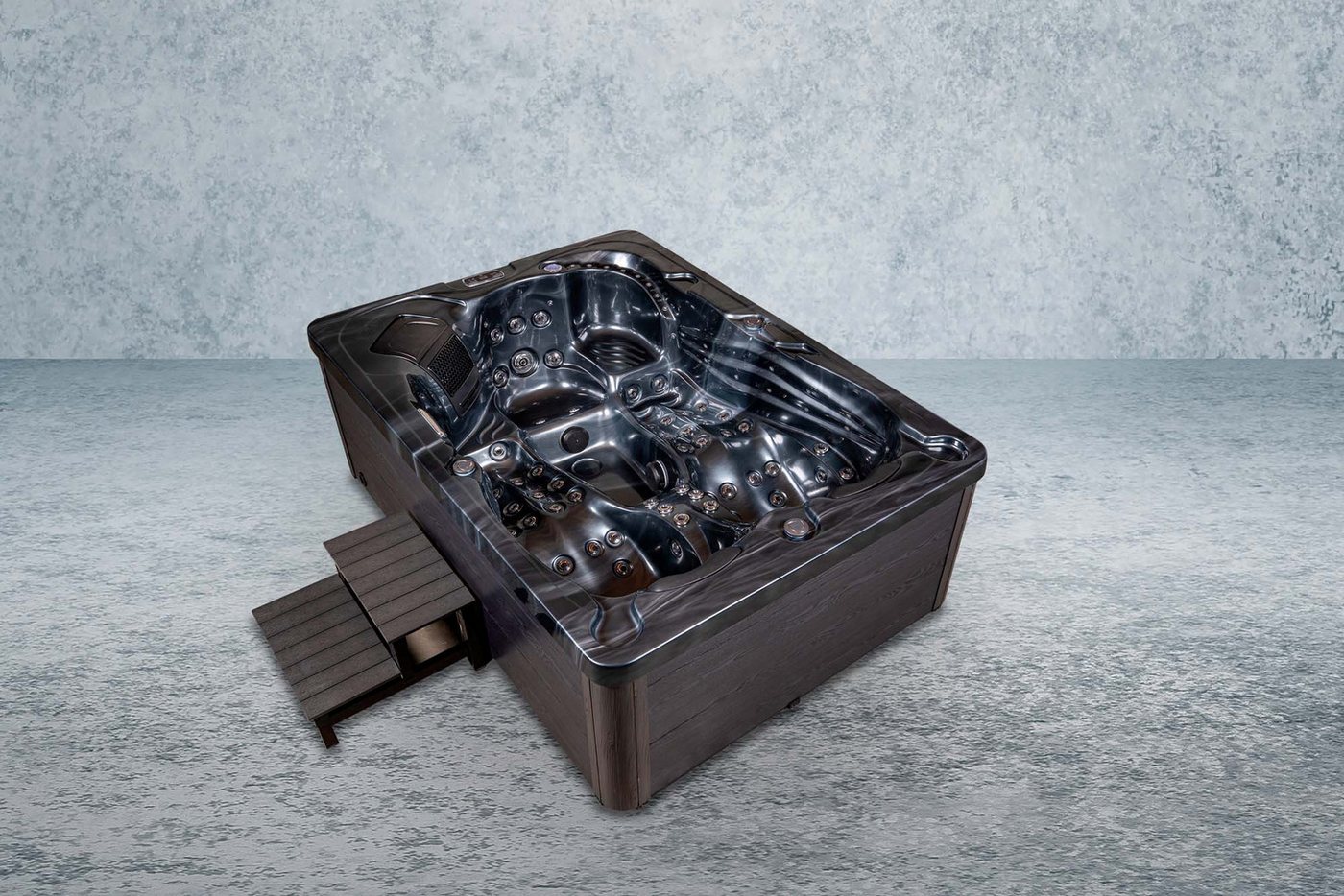 Thumbnail - DEKO VERTRIEB BAYERN Whirlpool Luxus LED Whirlpool SET 220x156 BLACK Farblicht Outdoor+Indoor Pool