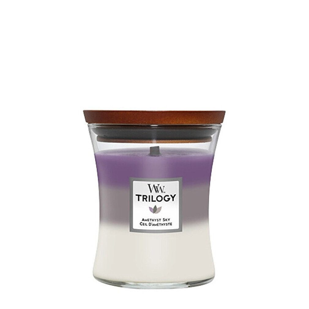 Woodwick Duftkerze Trilogy Amethyst Sky Duftkerze mit Holzdocht 275 g