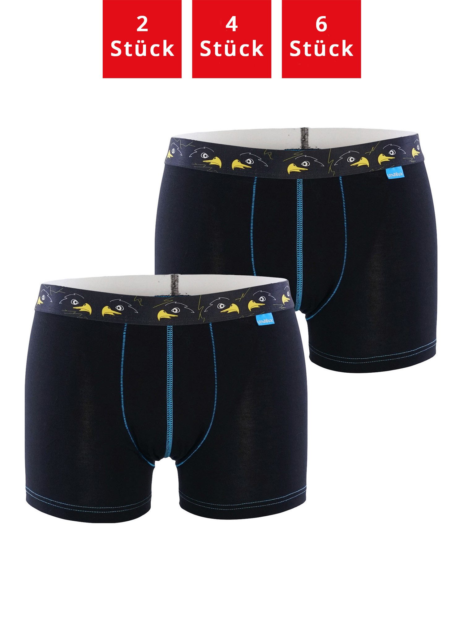 UnaBux Retro Boxer Premium Boxershorts Herren Retroshorts Unterhosen Trunks (2-St) (Packung, Set, Spar-Pack) Boxer Briefs Motiv