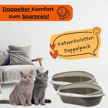 GarPet Katzenecktoilette 2x Katzenklo Ecke XXL Eck Katzentoilette Ecktoilette WC Doppelpack