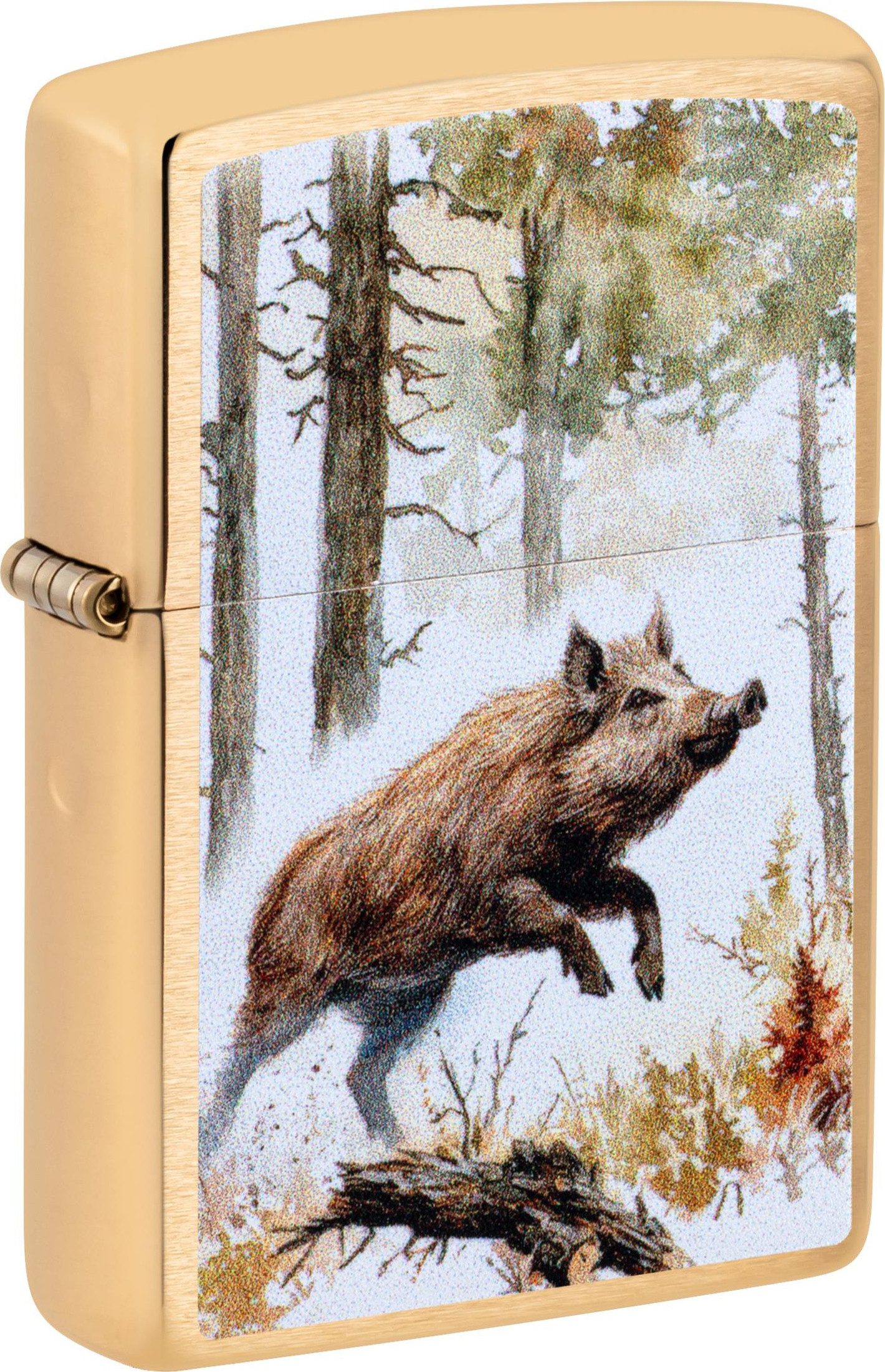 Zippo Feuerzeug Zippo "Wildschwein", Aquarell, Messing (1-St), Windfest