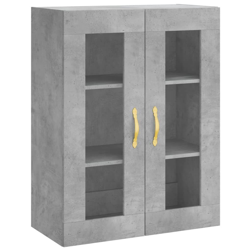 vidaXL Vitrine NA Wandschrank Betongrau 69,5x34x90 cm Glas Vitrine Hängeschrank