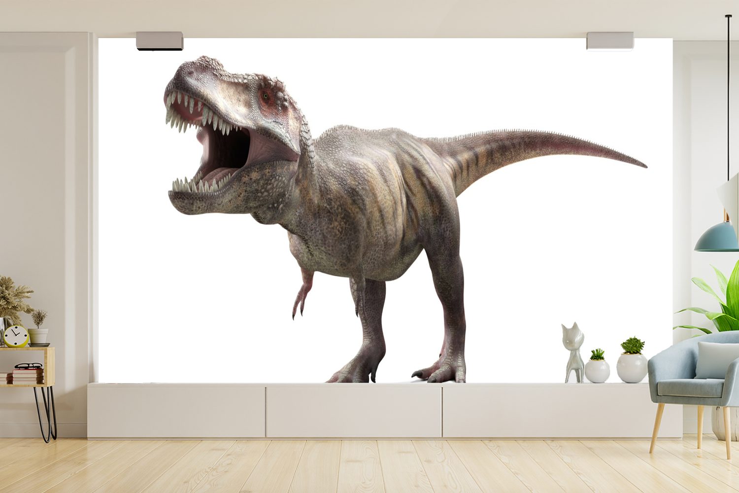 MuchoWow Fototapete Dinosaurier - Kinderzimmer, Kinder, - Wallpaper Kids für Tyrannosaurus Wohnzimmer, St), (8 Tapete - Kinder - - Vorgeschichte Vinyl Matt, Schlafzimmer, bedruckt