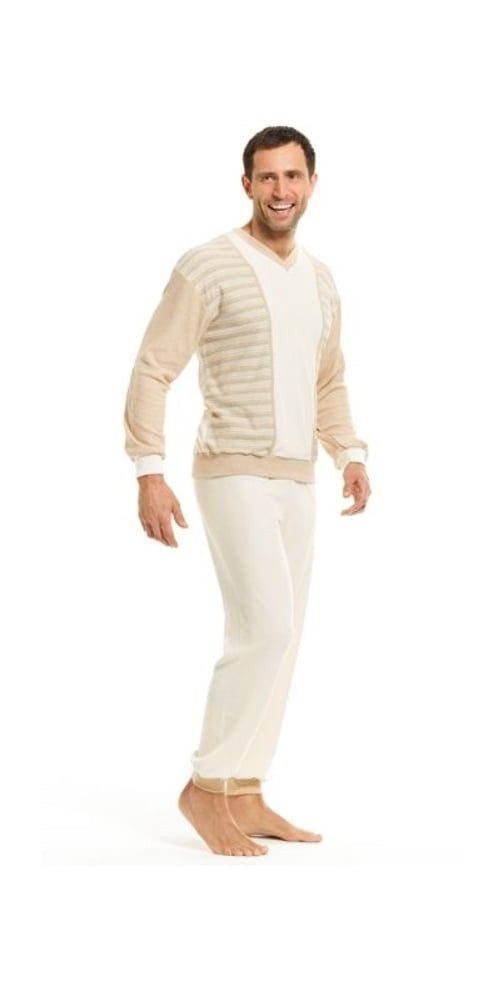 Medima Langarmshirt Pyjama Frottee (100% Baumwolle, Hose+Langarmshirt) Unterwäsche