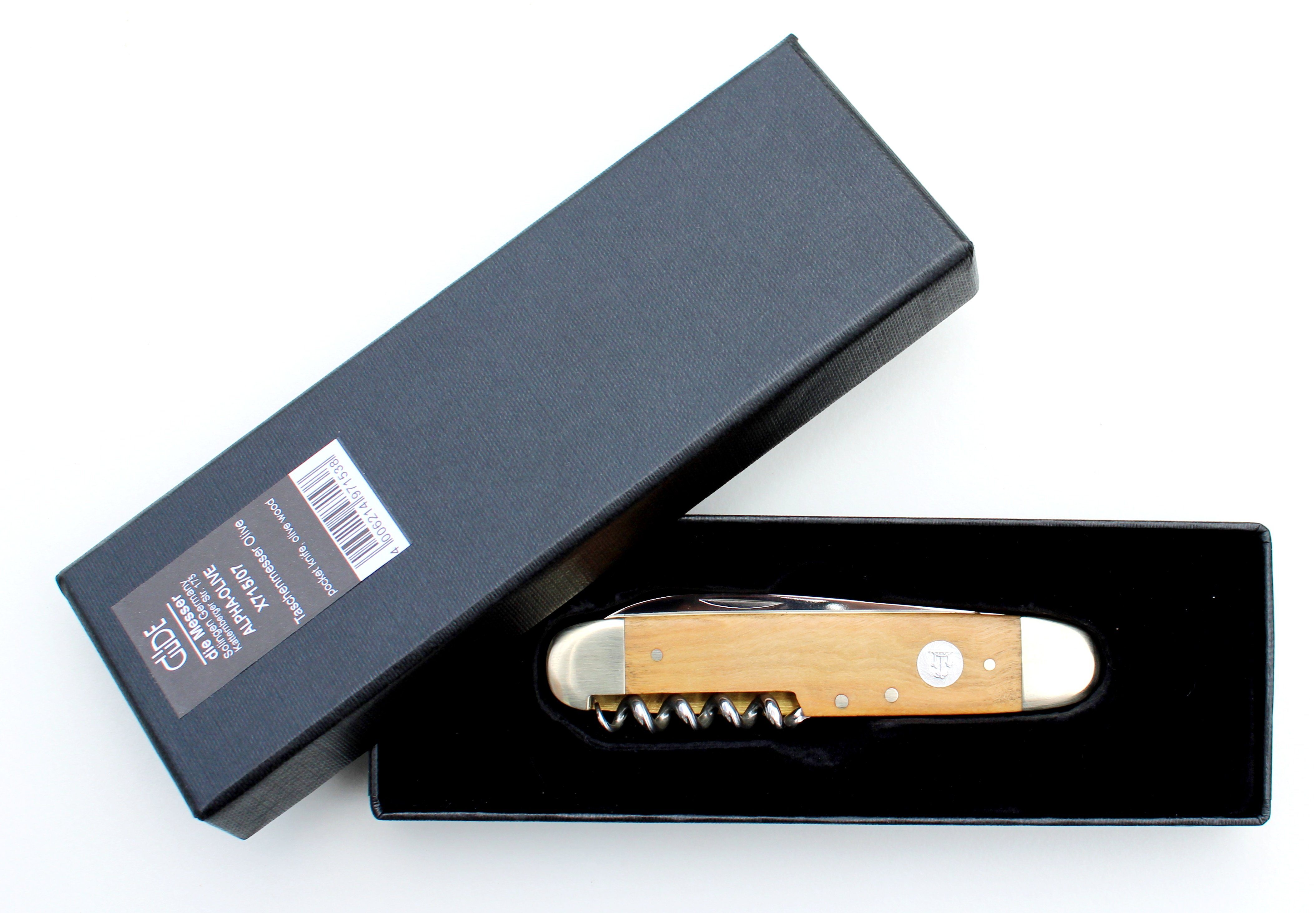 Serie Taschenmesser mit Messer Güde Taschenmesser Solingen Olive, Alpha No. X725/07 Gabel,