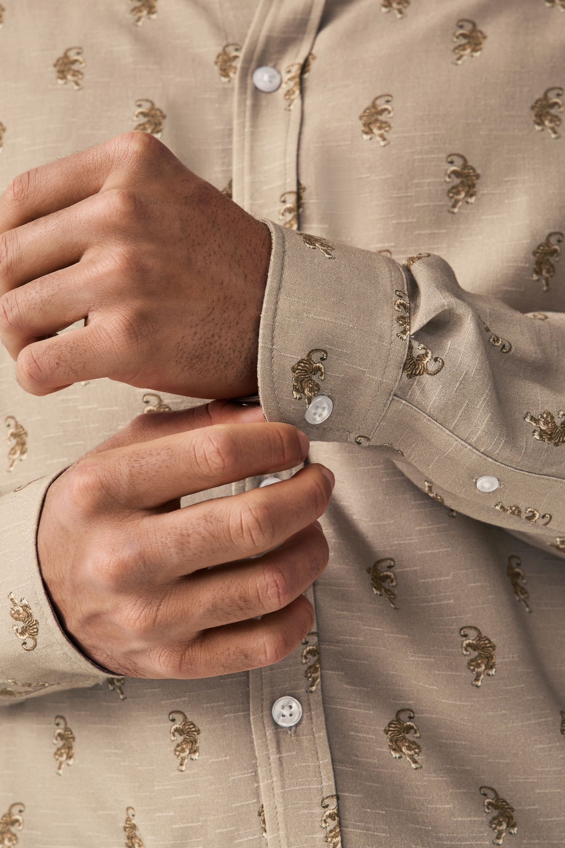 Next Langarmhemd Bedrucktes Langarmhemd (1-tlg)