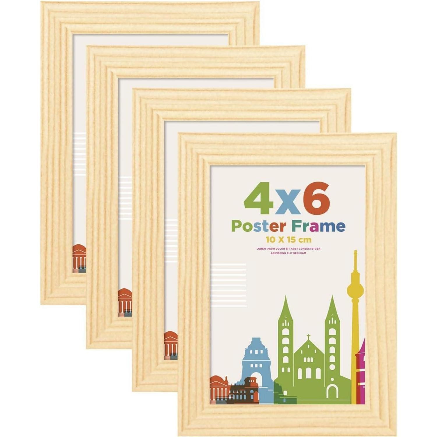 LuxusKollektion Bilderrahmen-Set Bilderrahmen Holz 10x15 cm Eiche 4er Set
