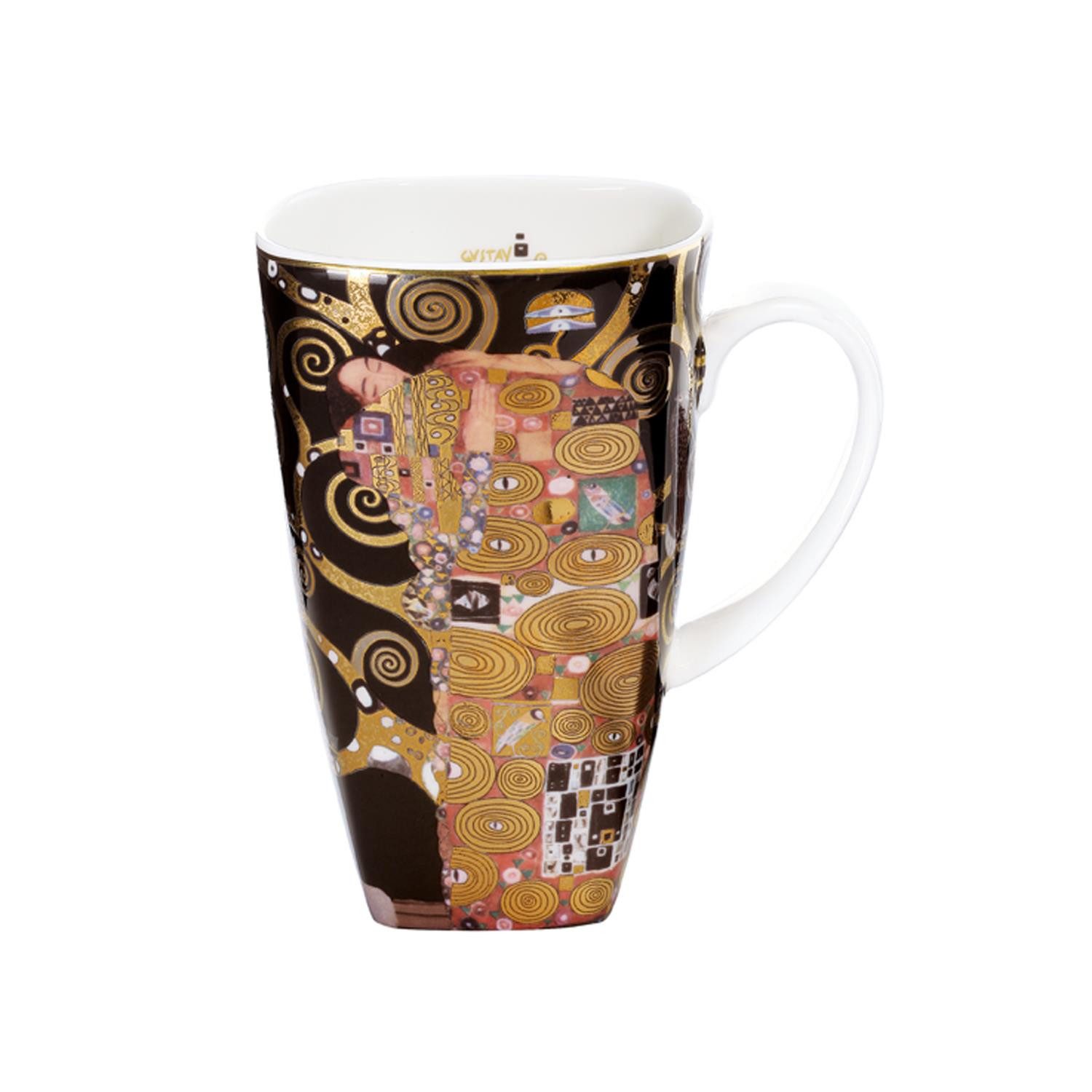 Goebel Tasse Gustav Klimt, Porzellan, Echtgolddekor, Gold, Judith I + Die Erfüllung, H: 14cm