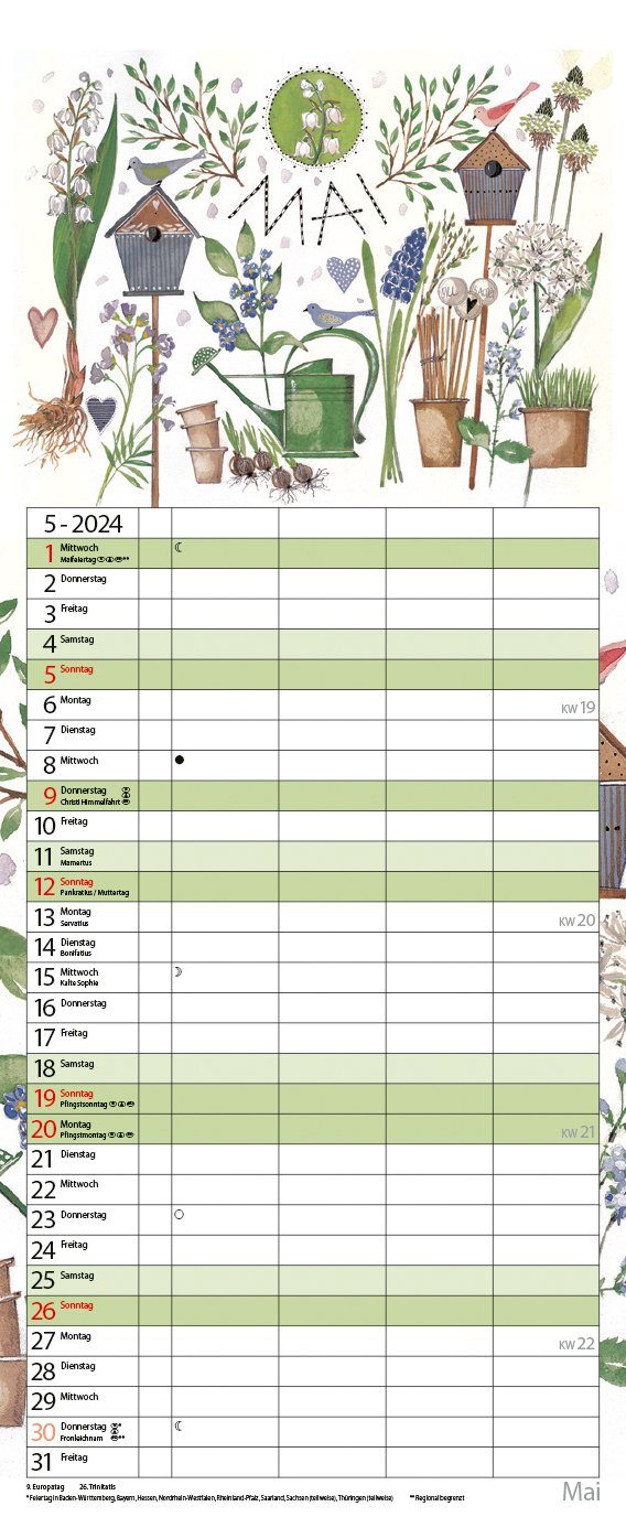 Korsch Verlag Familienkalender Korsch Verlag Kalender Timer Gartenglück