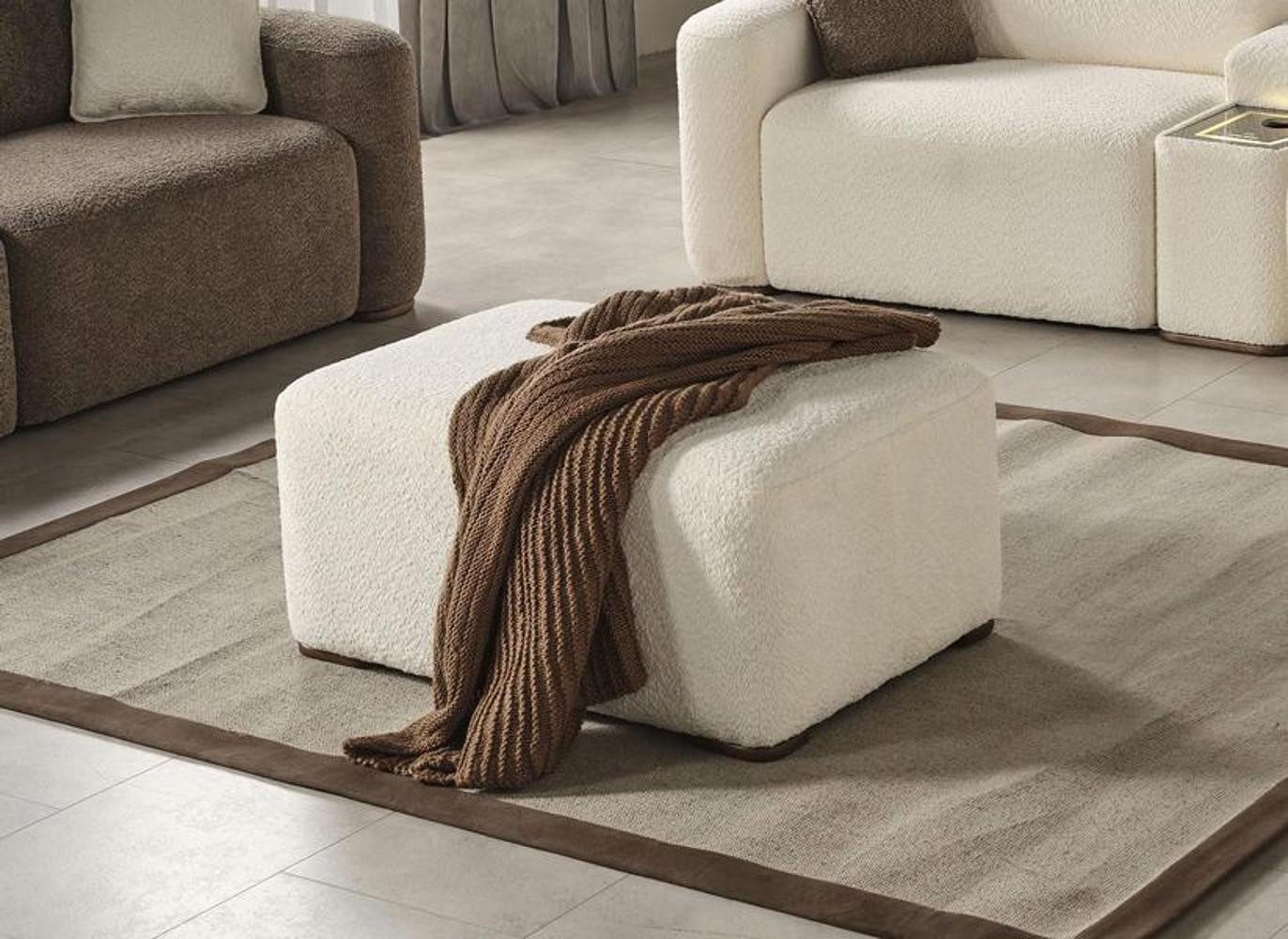 JVmoebel Pouf Weiß Sitzpouf Sitzkissen Fußhocker Hocker Sitzhocker Rechteckig (Puff), Made in Europa