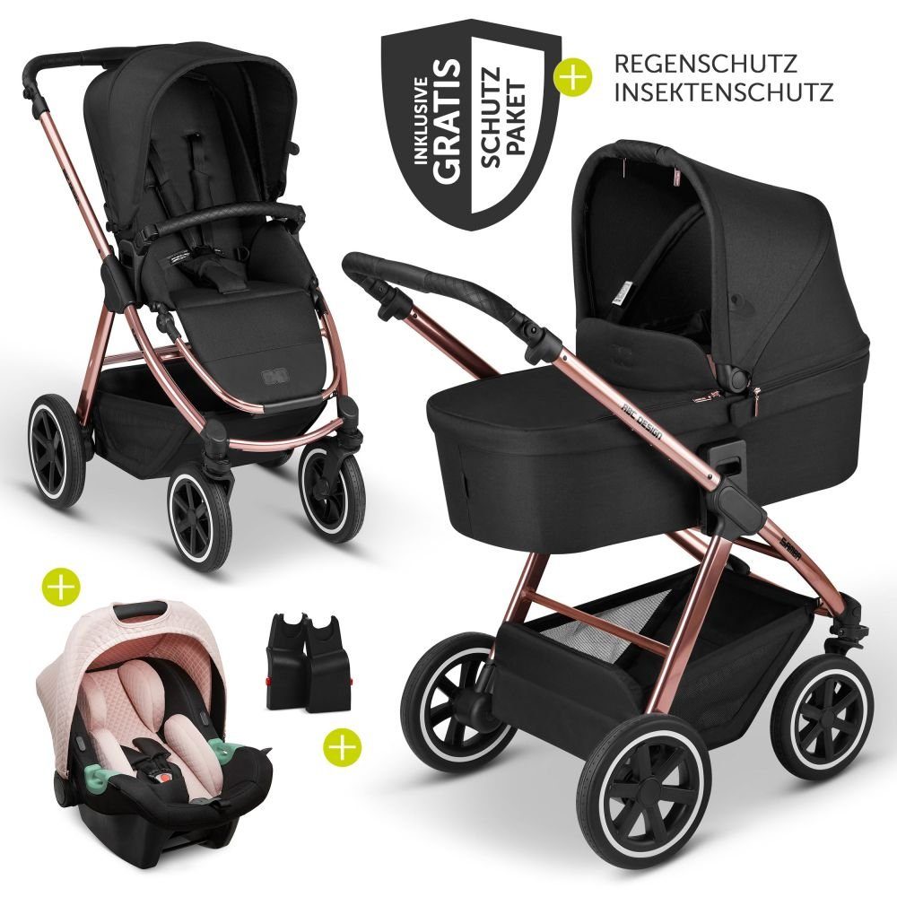 ABC Design Kombi-Kinderwagen Samba - Diamond Edition - Rose Gold, (9-tlg),  3in1 Kinderwagen Buggy Set mit Babyschale, Babywanne, Sportsitz,  Regenschutz & Zubehör