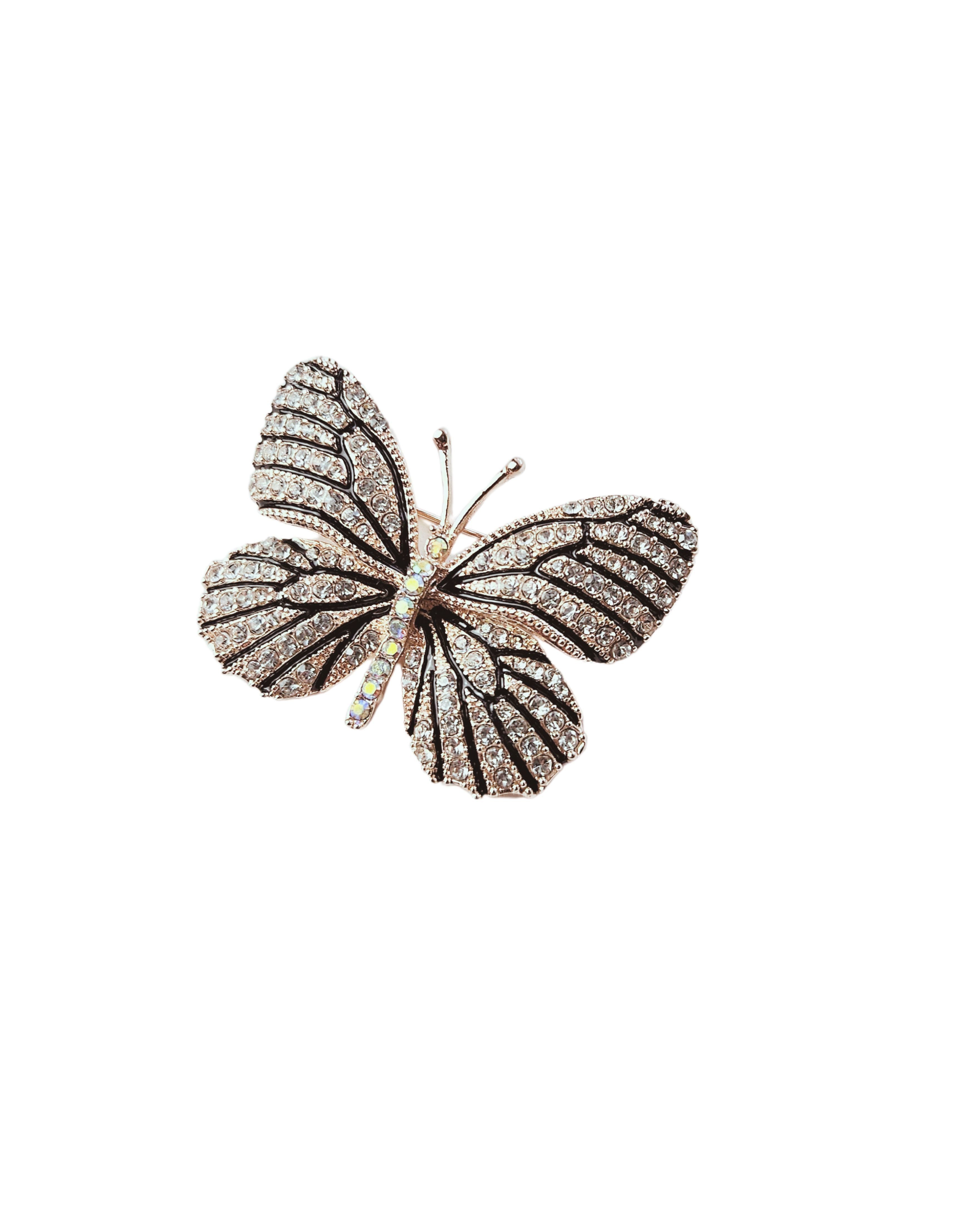 Brosche "Goldener Schmetterling", Metall goldenfarben, Strass
