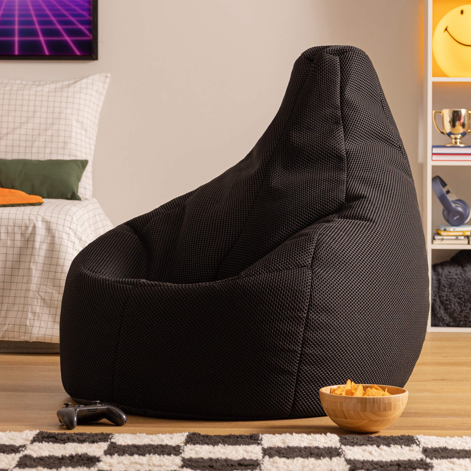 icon Sitzsack Sessel Gaming mit Rückenlehne XXL aus Techmesh „Dalton“, Sitzsack XXL, Gaming Sitzsack, Made in Germany, Erwachsene & Kinder – Bild 3 von 5