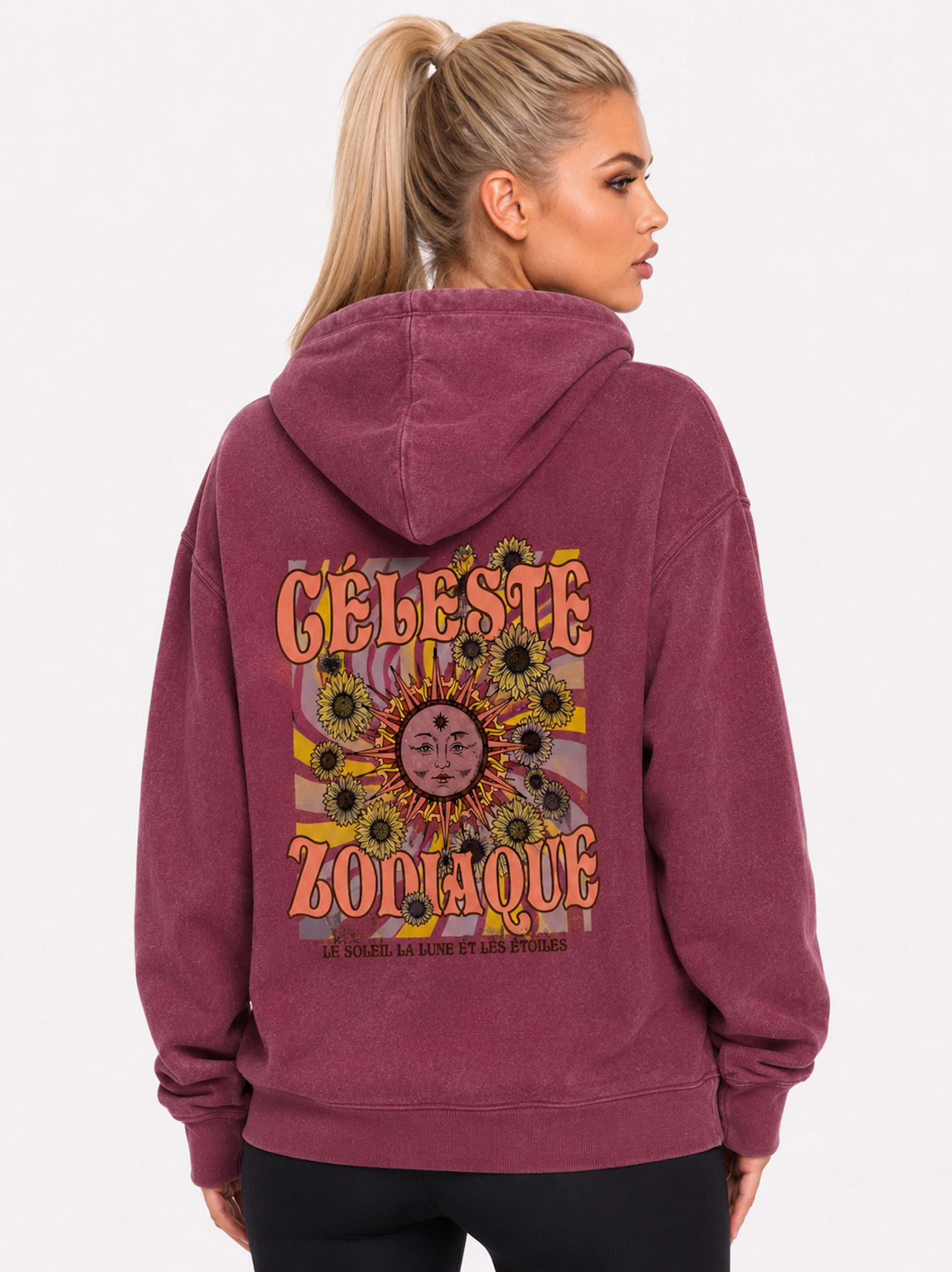 Worldclassca Hoodie Worldclassca Oversized Hoodie Print Kapuzenpullover Stone Washed Neue Kollektion - Stilvolle und gemütliche Sreetwear Mode für Damen