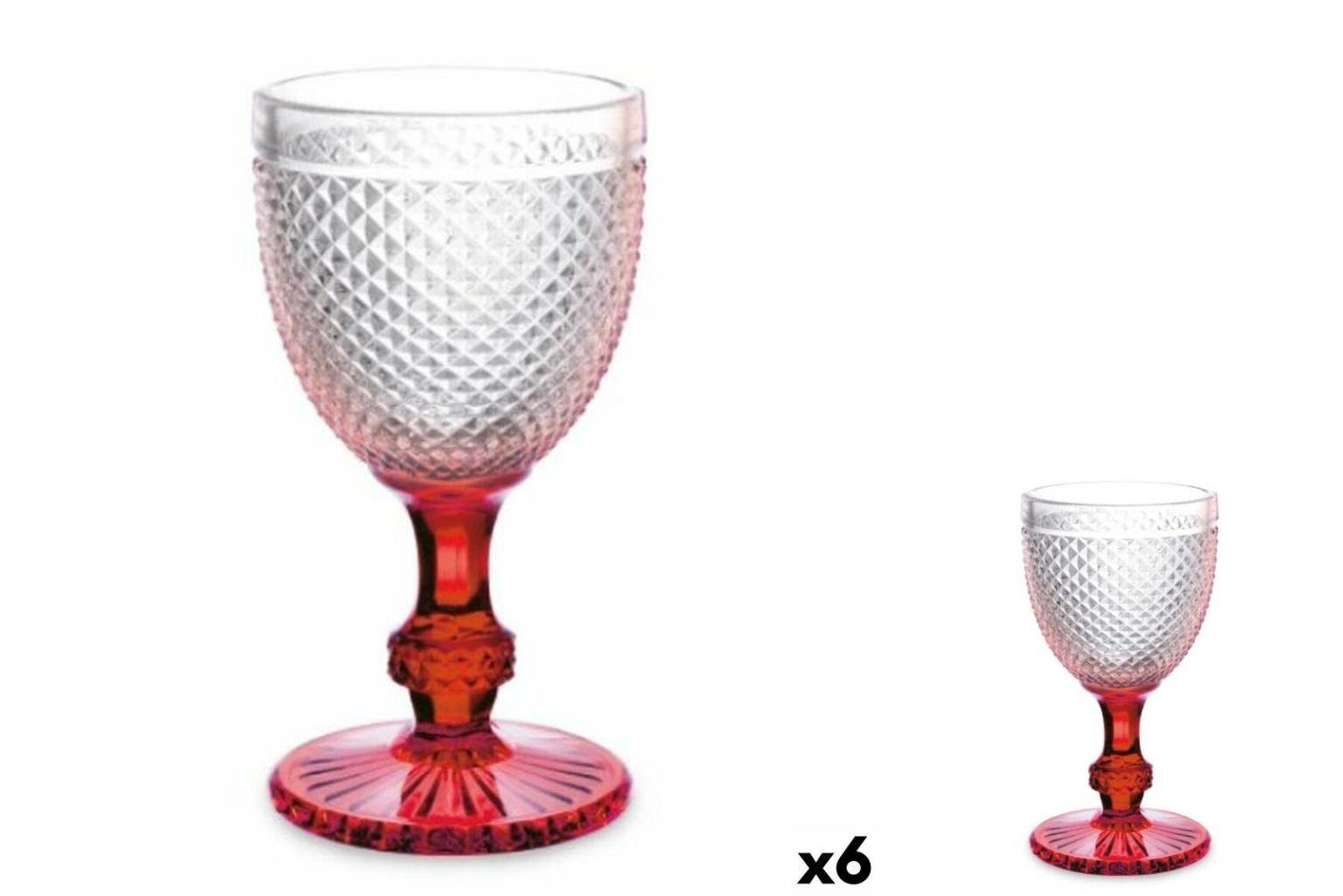 Vivalto Glas Weinglas Diamant Rot Durchsichtig Glas 330 ml 6 Stück, Glas