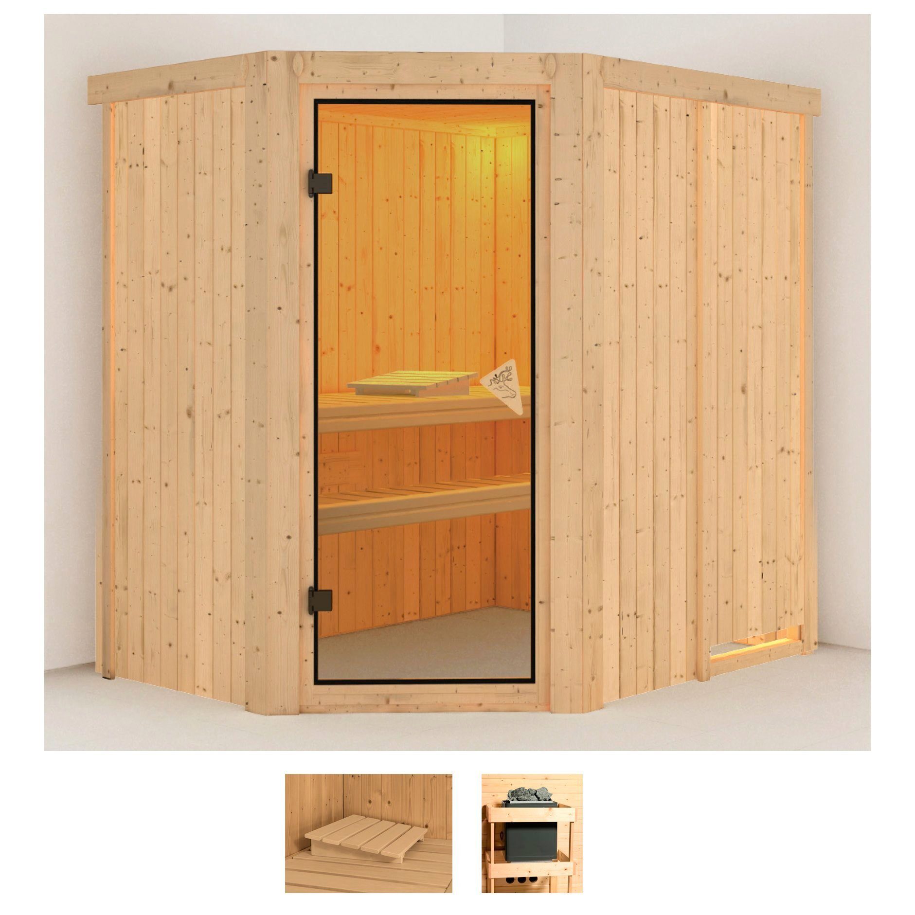 Karibu Sauna Swantje, BxTxH: 151 x 196 x 198 cm, 68 mm, (Set) ohne Ofen