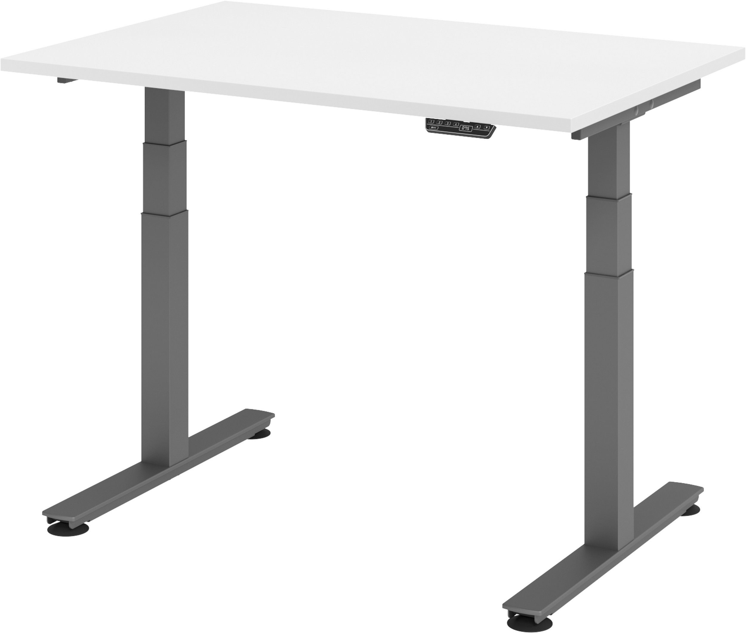 bümö Schreibtisch Schreibtisch elektrisch XDSM, Rechteck: 120 x 80 cm - Dekor: Weiß
