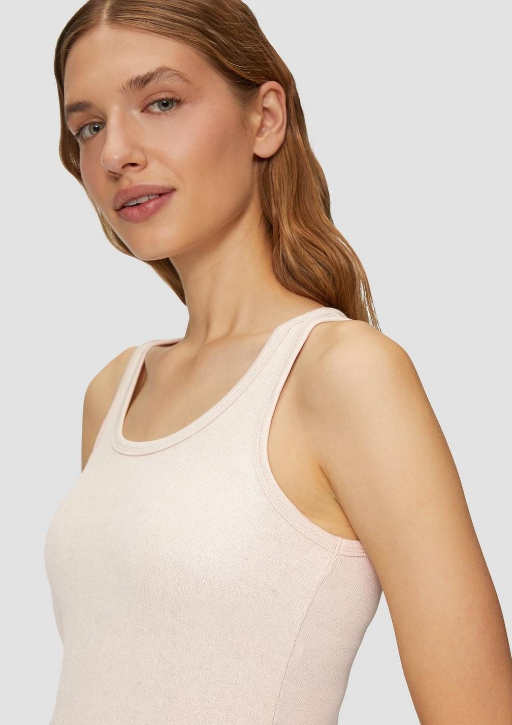 s.Oliver T-Shirt Glitzertop breite Träger, U-Ausschnitt, Metallic-Optik günstig online kaufen