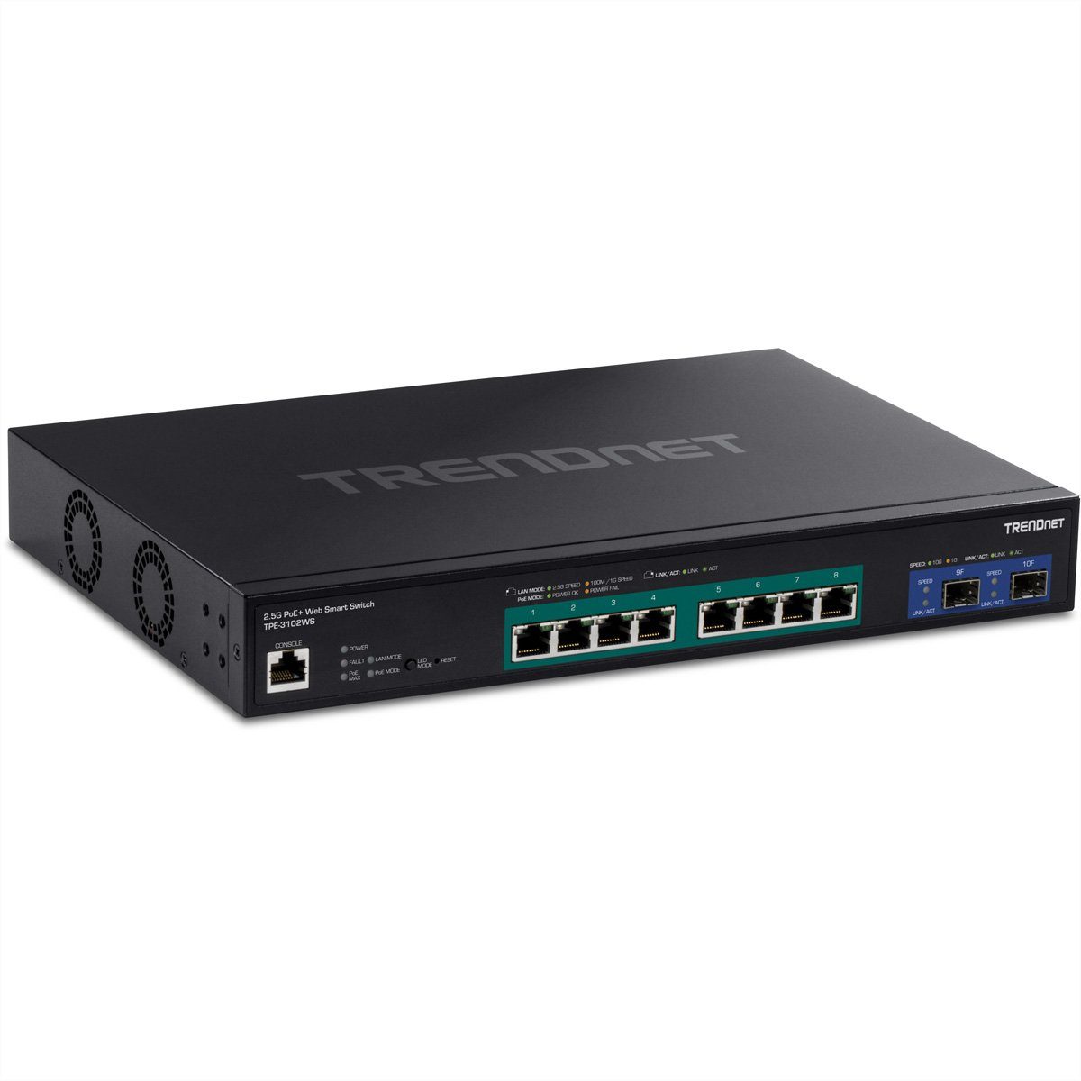 Trendnet TPE-3102WS 10-Port 2.5G Switch Netzwerk-Switch (Web Smart PoE+ mit 10G SFP+ Slots)