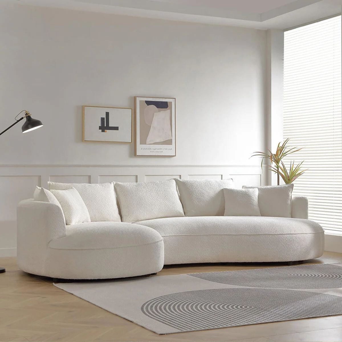 Skye Decor Ecksofa, Großes L Sofa mit Bouclé-Bezug – 30 DNS Schaum, pflegeleicht