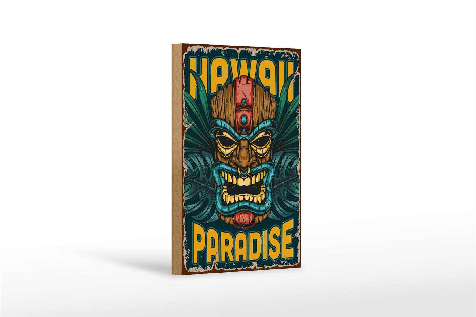 Holzbild Retro 12x18 cm Hawaii Paradise