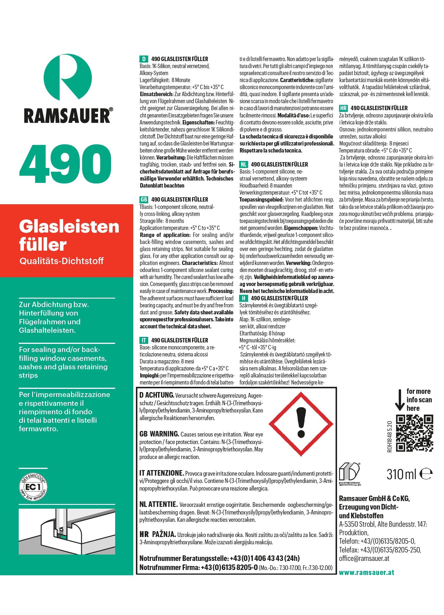 Ramsauer Dichtstoff Ramsauer 490 Glasleistenfüller rosa günstig online kaufen