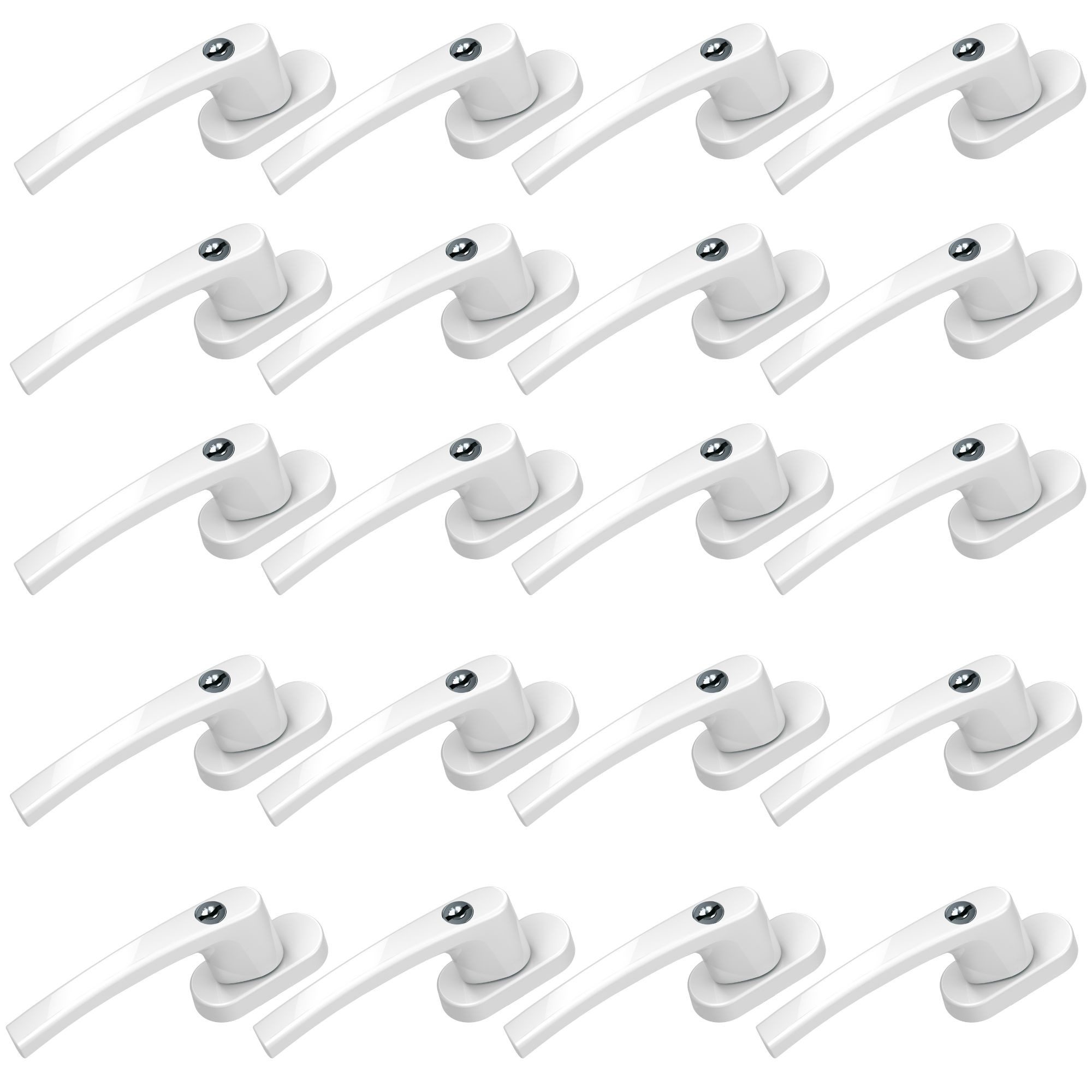 BASI Fenstergriff mit Druckknopfsicherung, 20x Fenstergriff - Weiß, (Spar-Set, 20-tlg), Aluminium, abschließbar, GL, inkl. 2 Schlüssel/Griff, 20er Set, Weiß