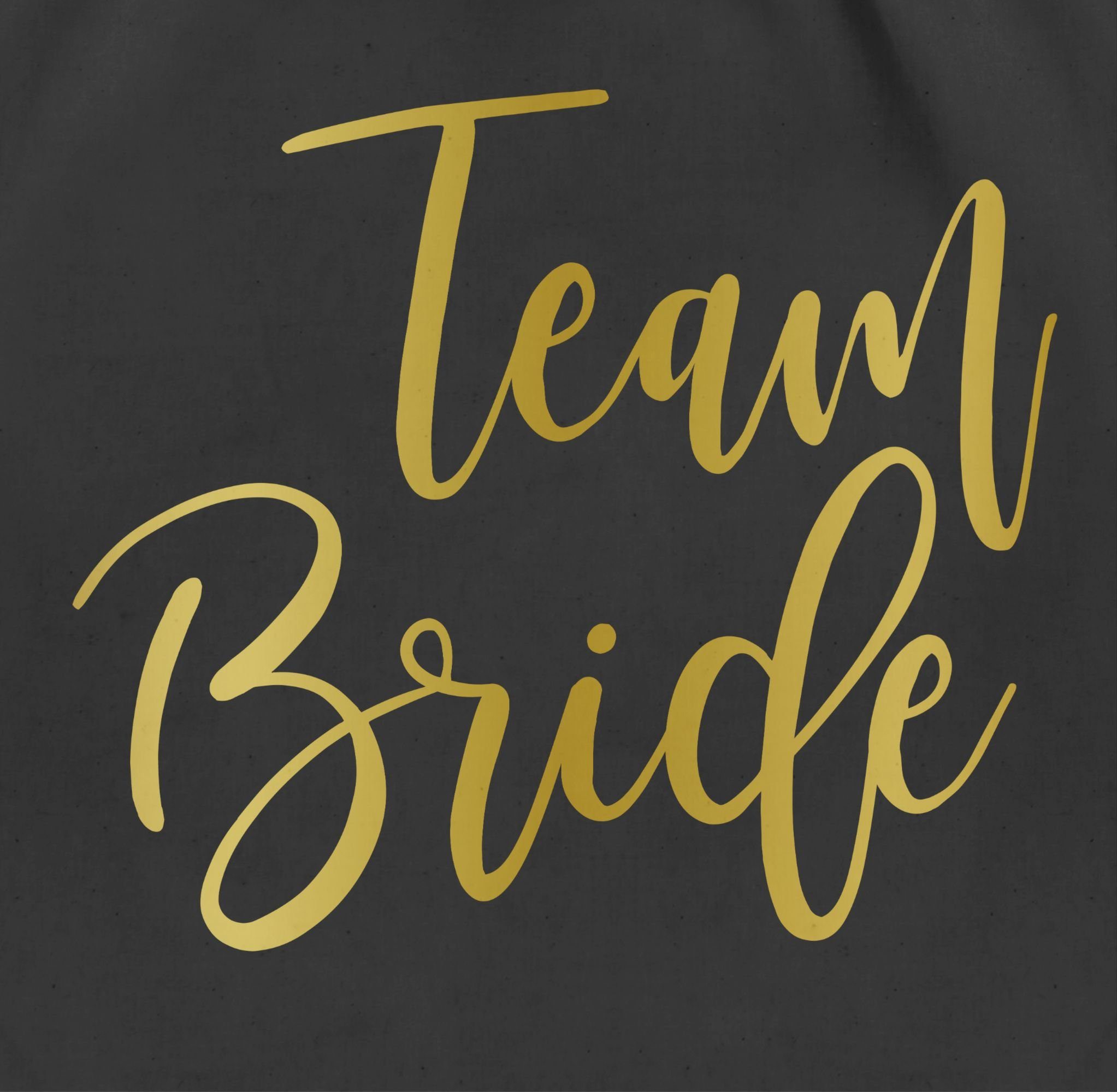 01 Frauen Effekt, Junggesellenabschied Turnbeutel JGA Bride Shirtracer Schwarz Gold Team